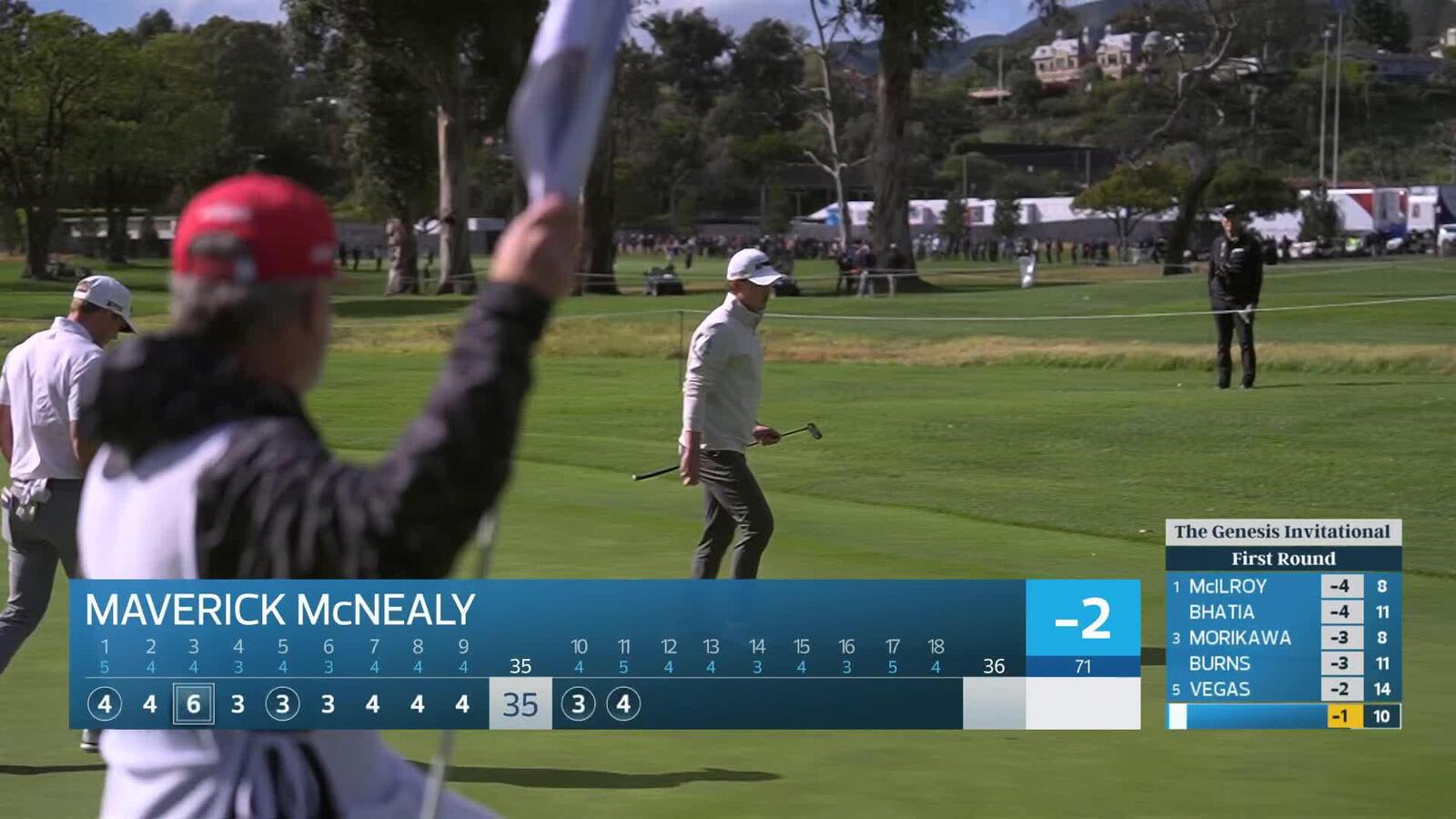 Maverick McNealy sinks 4-foot birdie putt on No. 11 at The Genesis