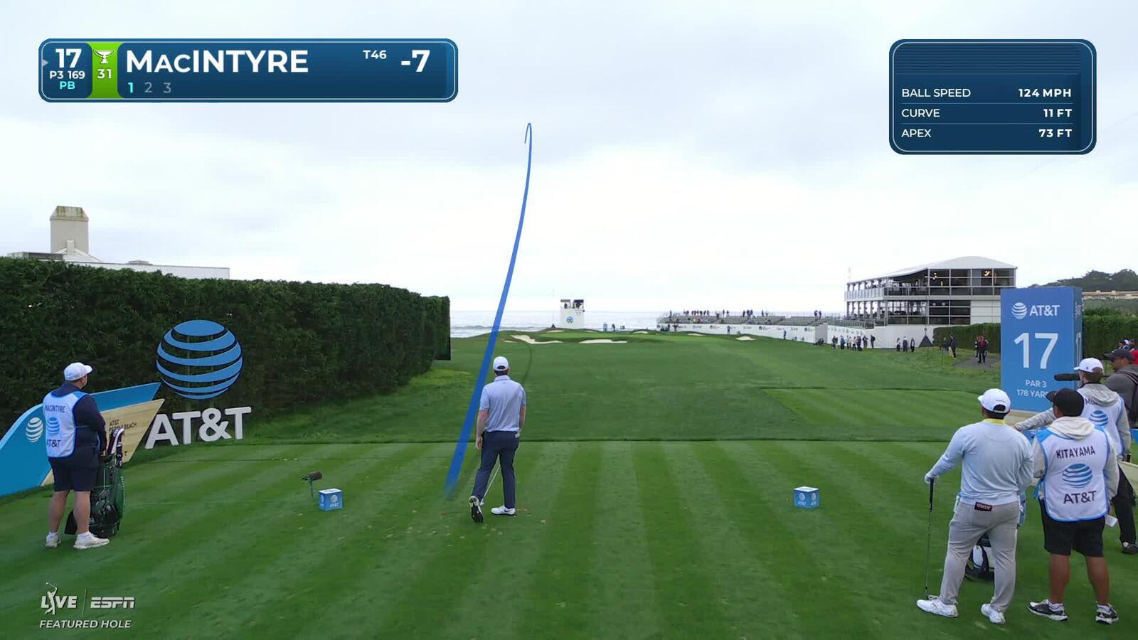 Robert MacIntyre sinks 20-foot birdie putt on No. 17 at AT&T Pebble Beach