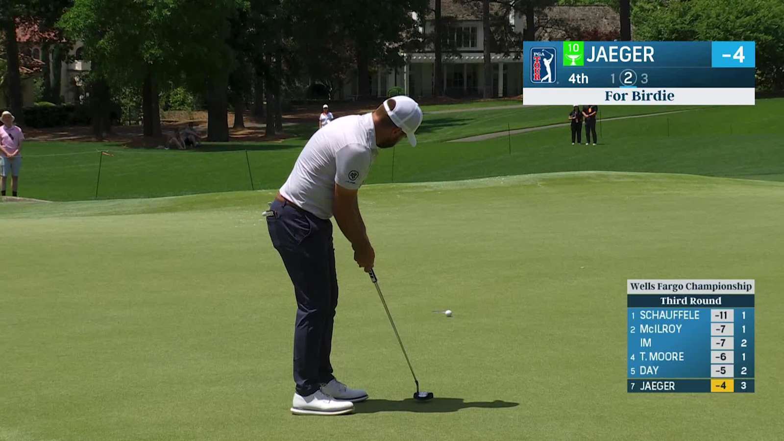 Stephan Jaeger holes 13-footer for birdie at Wells Fargo