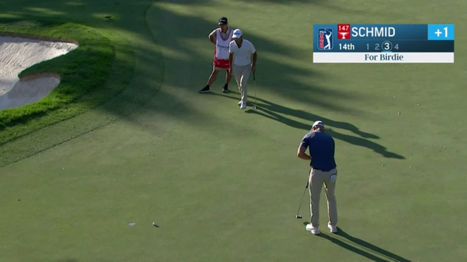 Matti Schmid holes birdie putt at Fortinet Championship