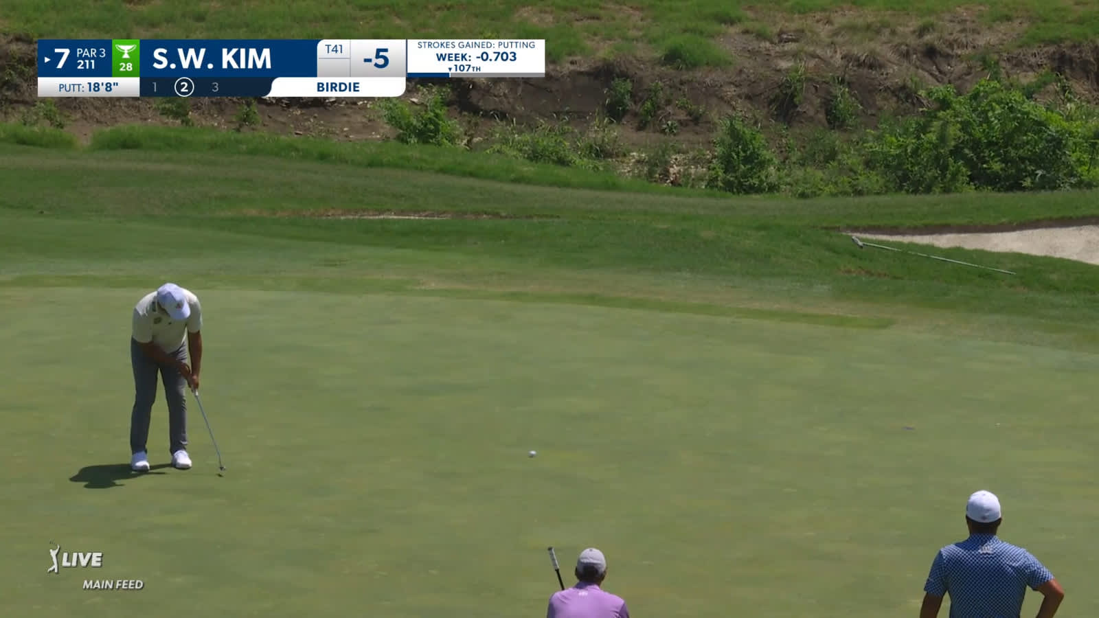 Si Woo Kim rolls in 19-footer for birdie at CJ CUP Byron Nelson