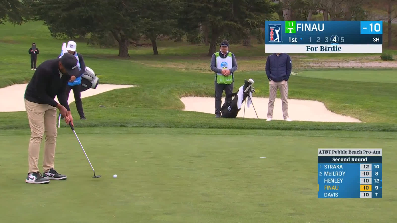 Tony Finau makes 12-foot birdie putt at AT&T Pebble Beach