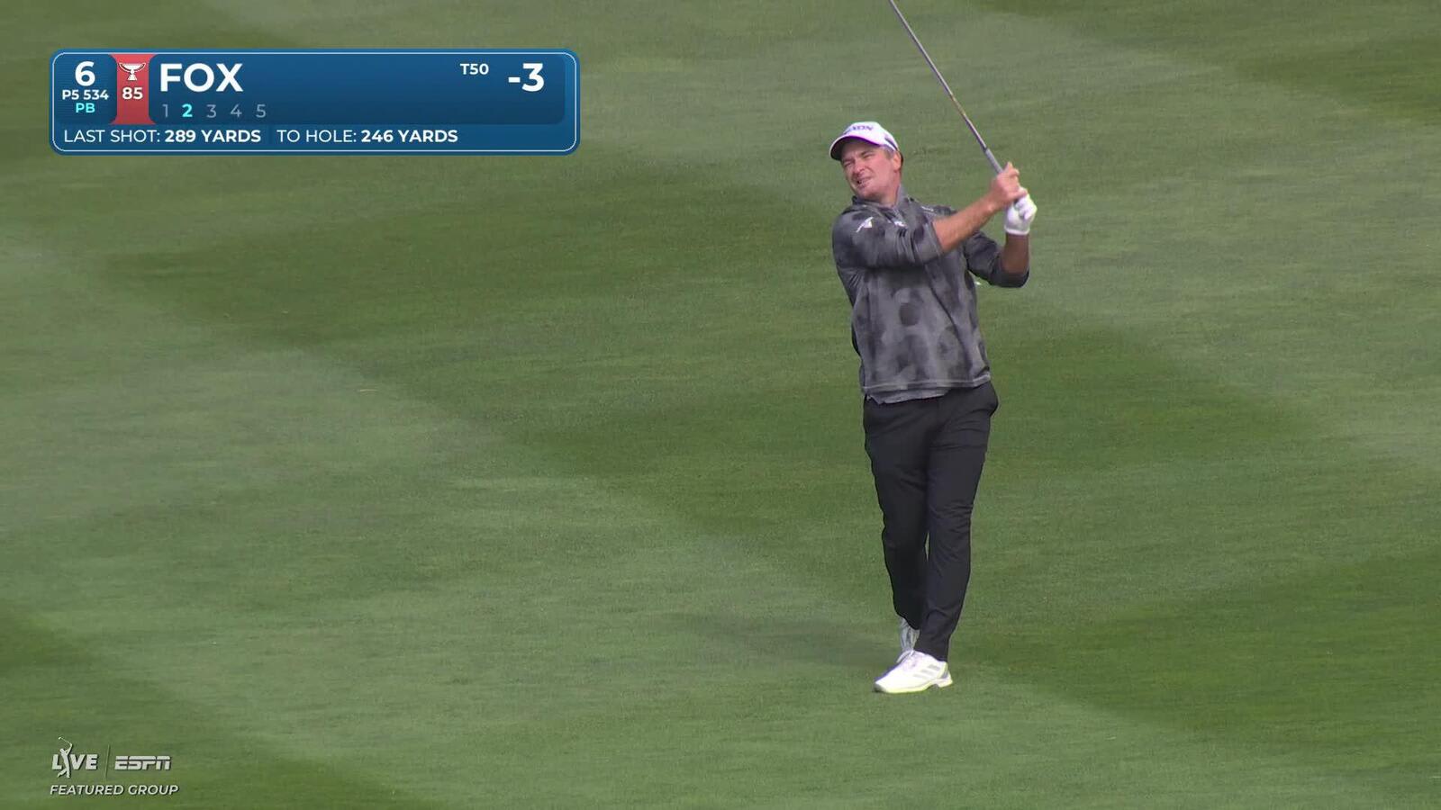 Ryan Fox sinks 4-foot birdie putt on No. 6 at AT&T Pebble Beach