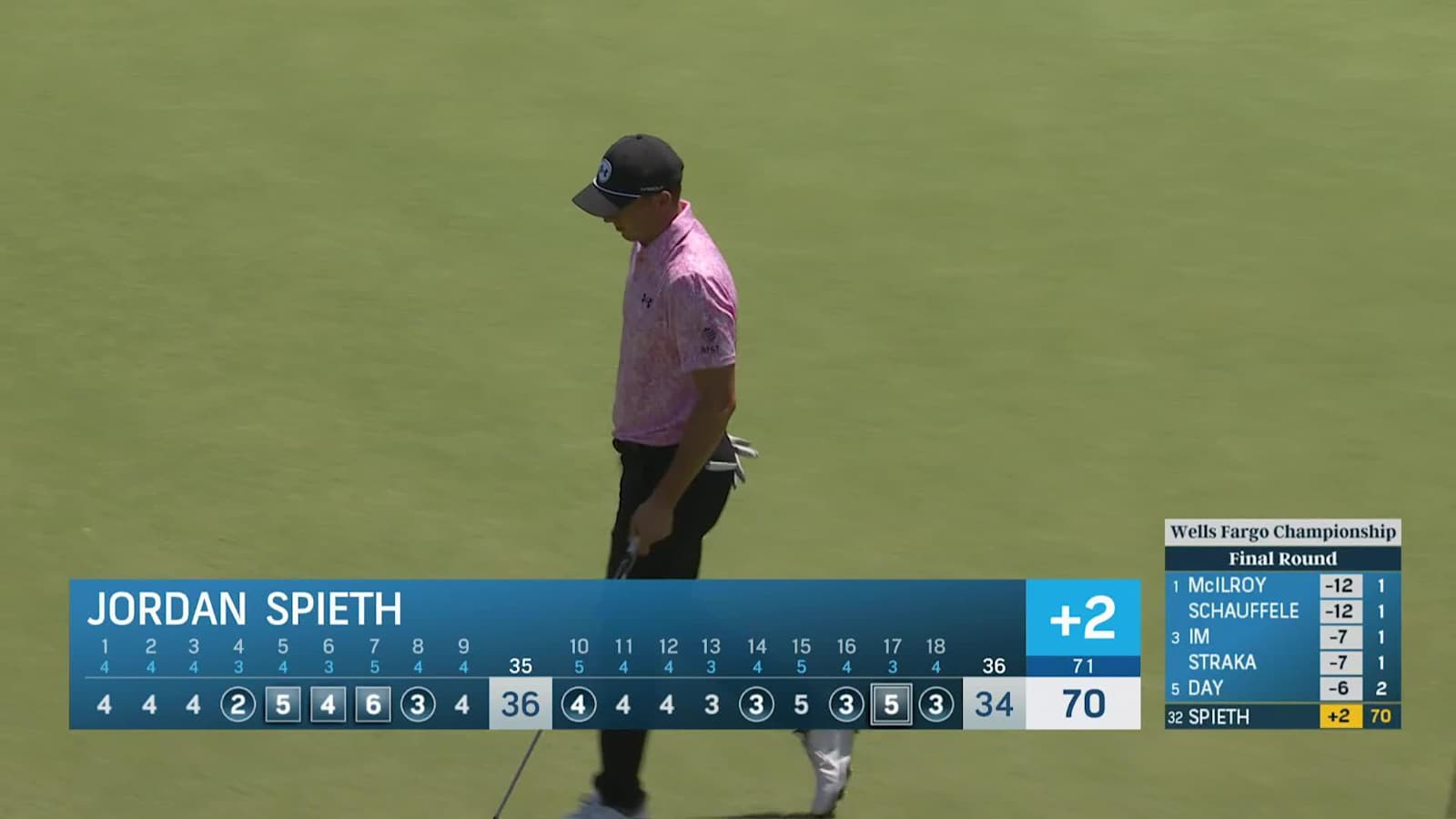 Jordan Spieth sinks 30-footer for birdie at Wells Fargo