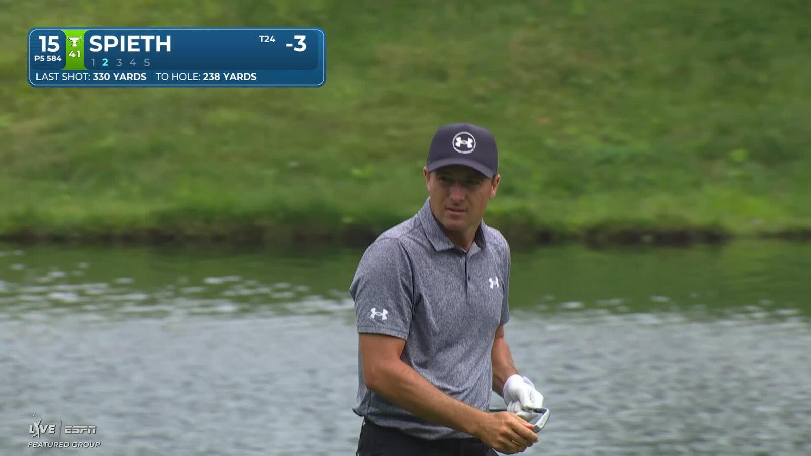 Jordan Spieth drains 6-foot putt for birdie on No. 15 at Truist Championship