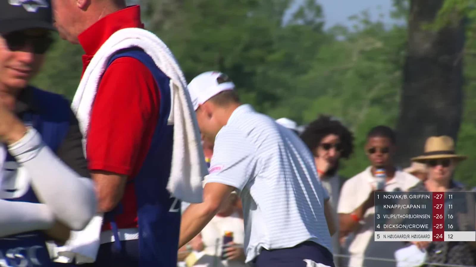 Team Rasmus Højgaard/Nicolai Højgaard makes birdie on No. 13 at Zurich Classic