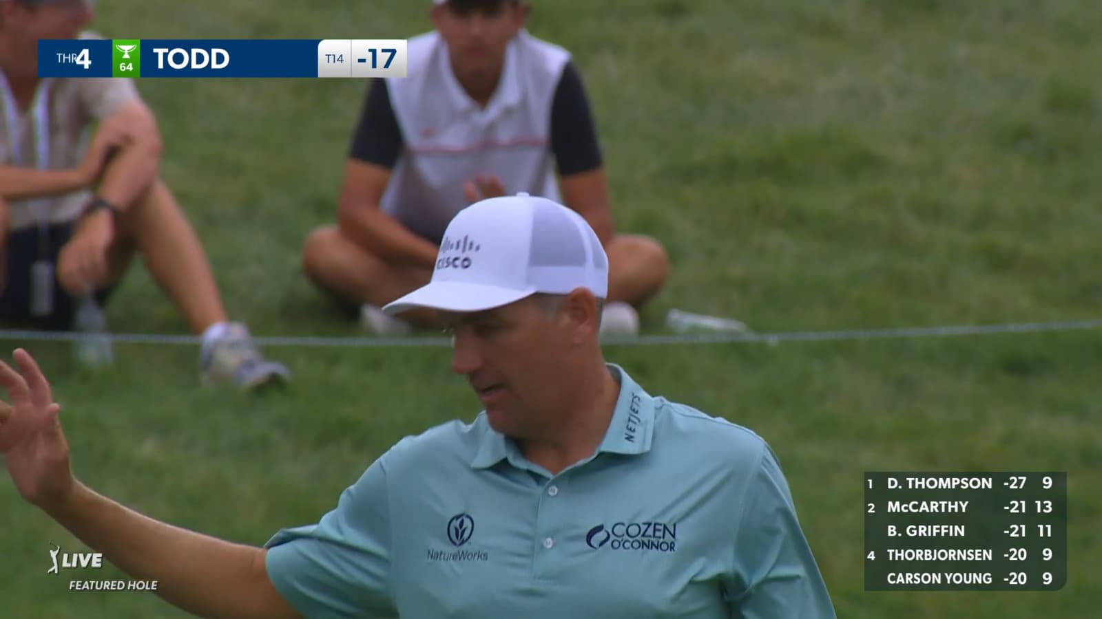 Brendon Todd sends in a 28-foot eagle putt at John Deere