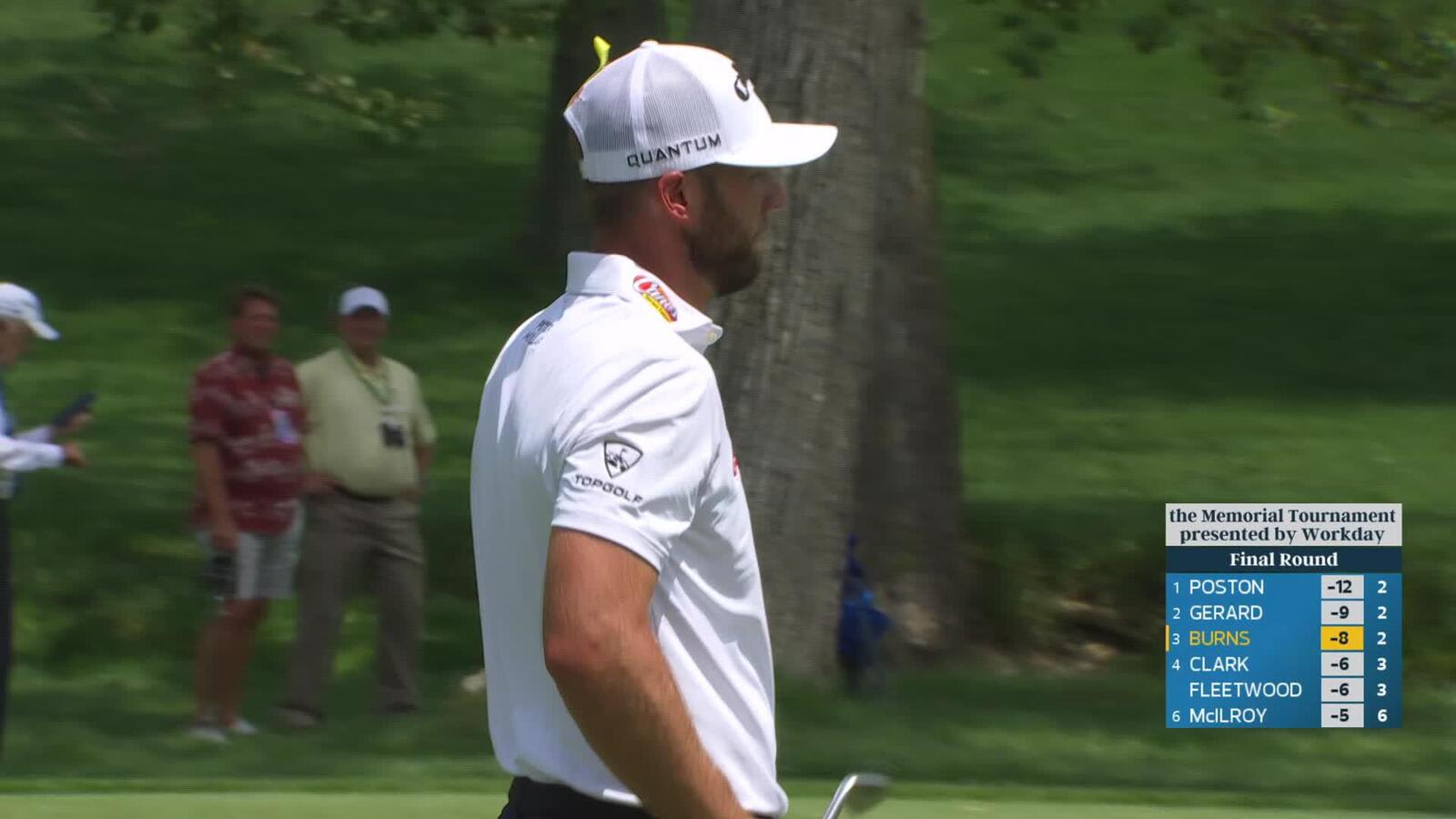 Sam Burns gets up-and-down from 146 yards for birdie on No. 3 at the Memorial