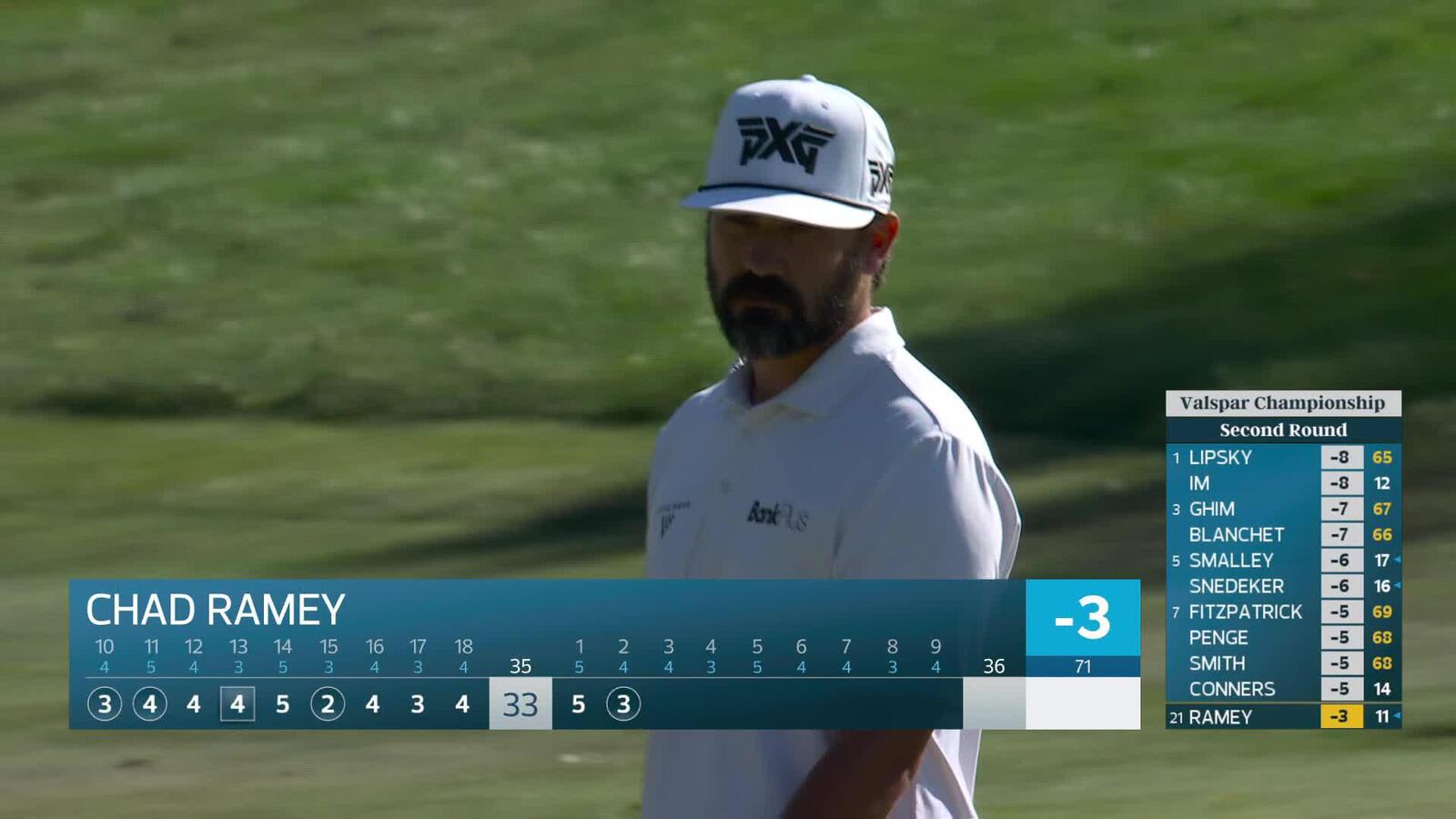 Chad Ramey sinks 44-foot birdie putt on No. 2 at Valspar