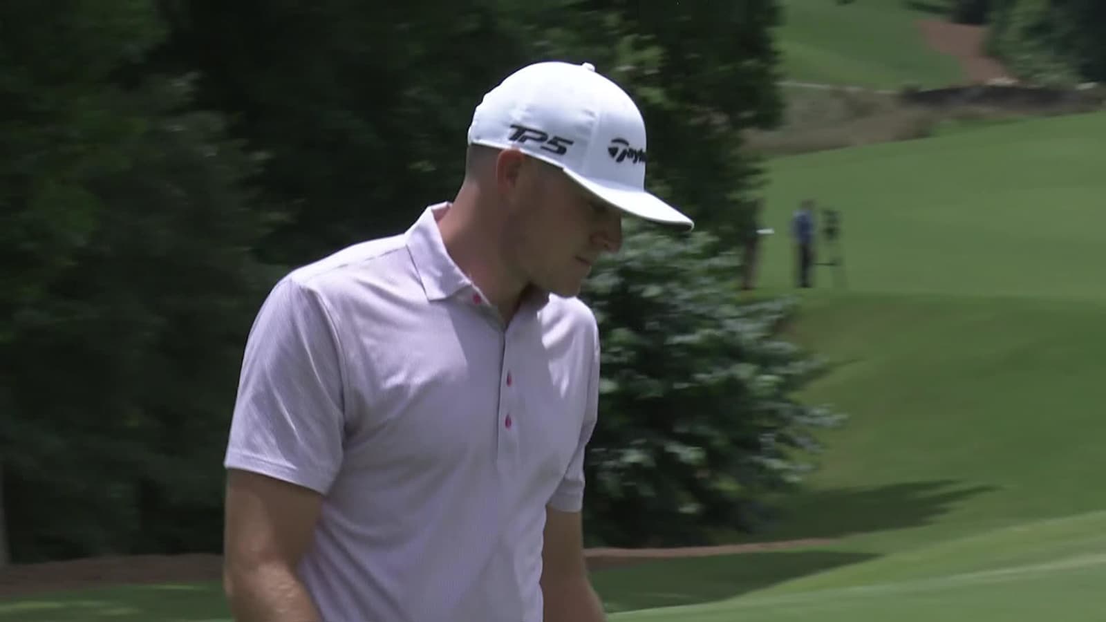 Austin Greaser sinks a 25-foot birdie putt at BMW Charity Pro-Am