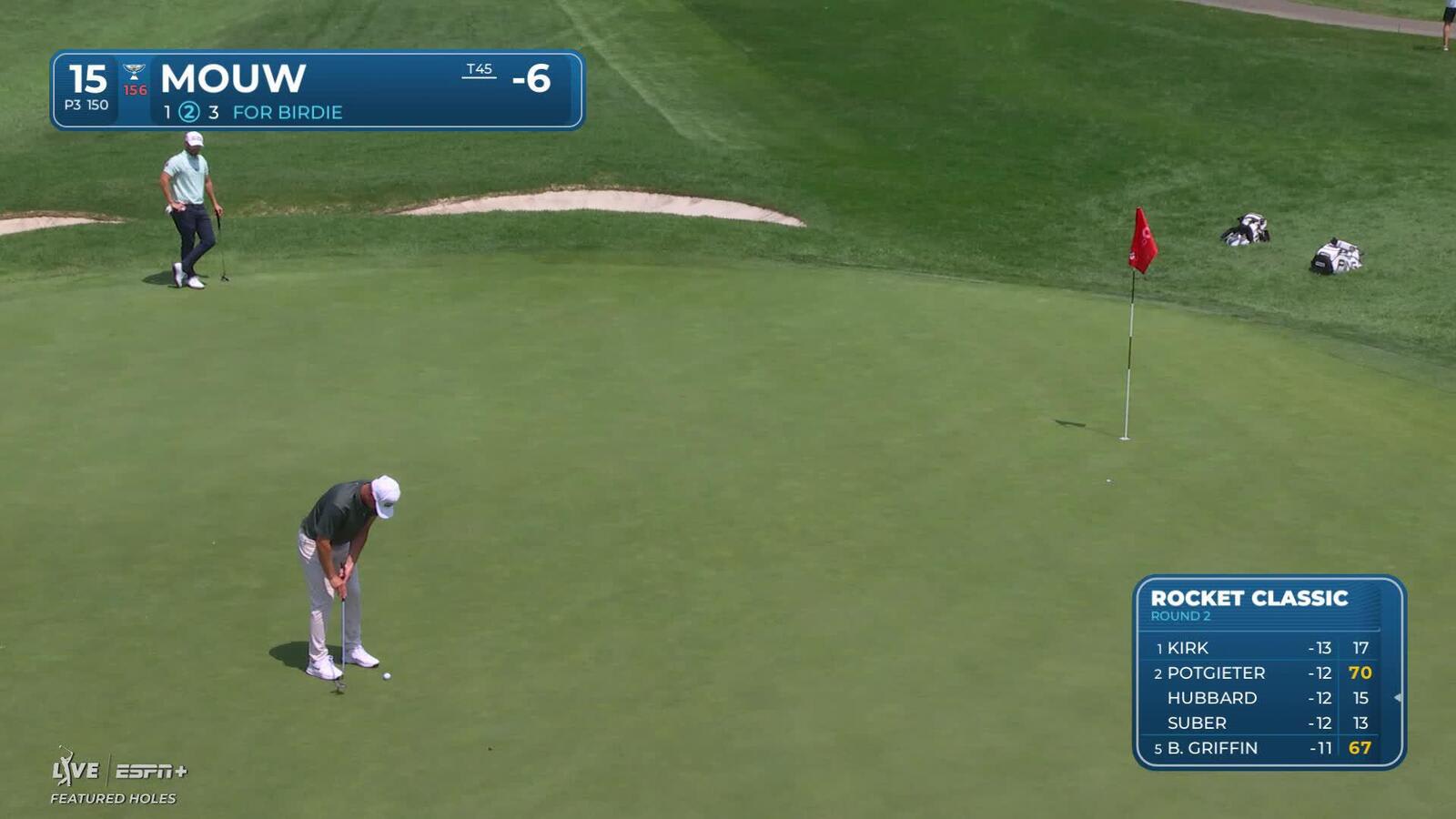 William Mouw sinks a 29-foot birdie putt on No. 15 at Rocket Classic