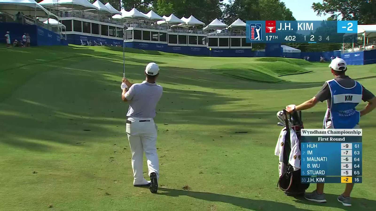 Tom Kim sticks approach to set up 11-foot birdie putt at Wyndham