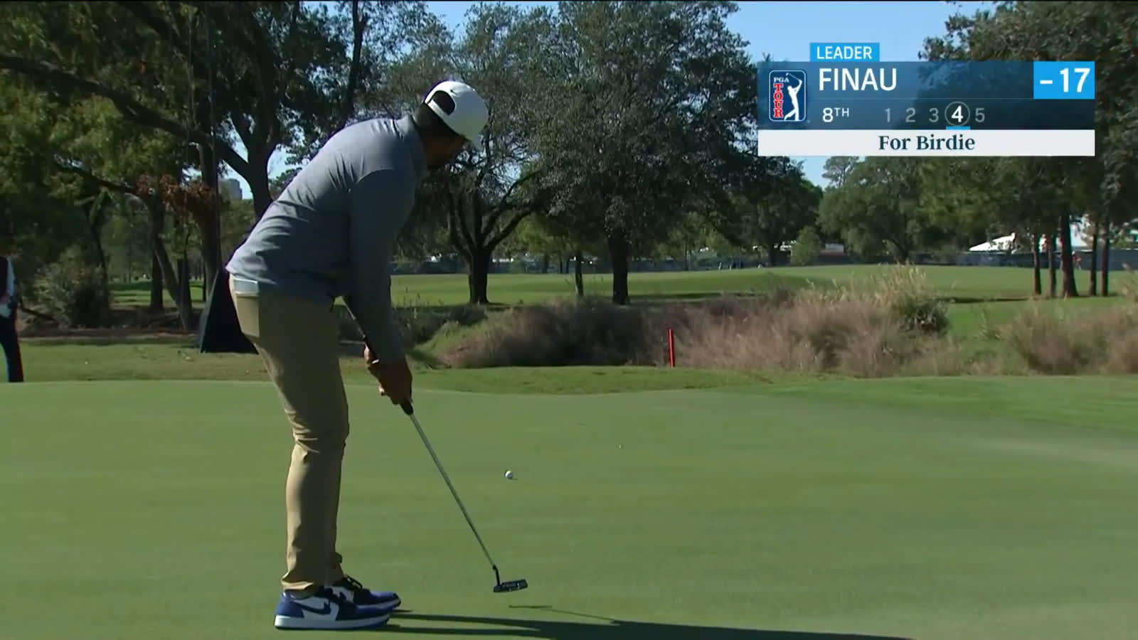 Tony Finau sinks 39-foot birdie putt at Cadence Bank