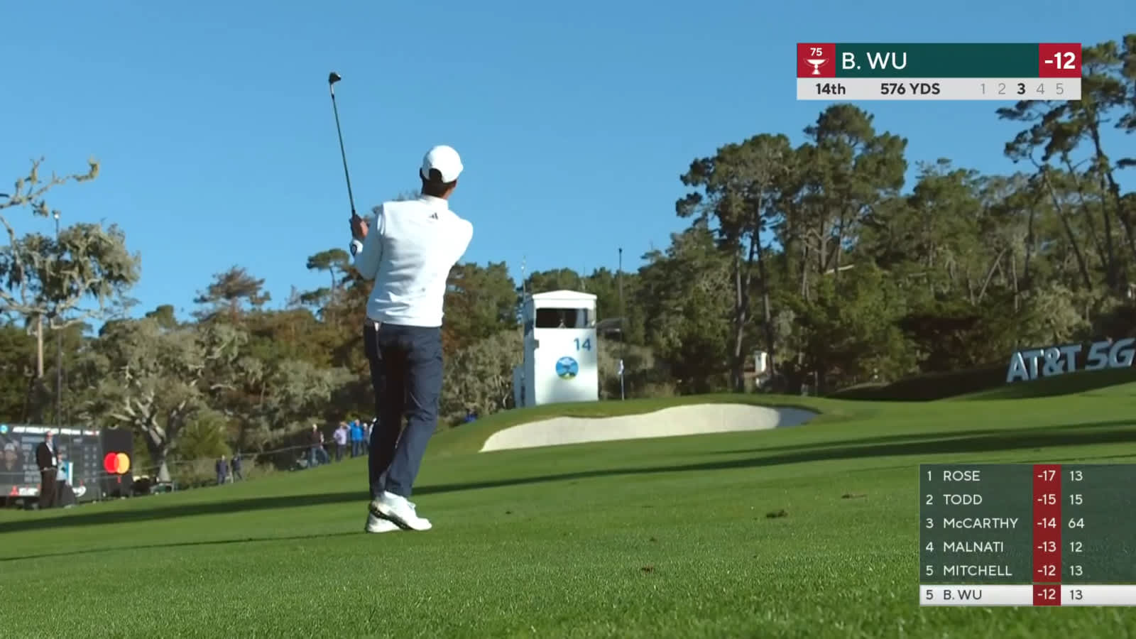 Brandon Wu spins approach to set up birdie at AT&T Pebble Beach