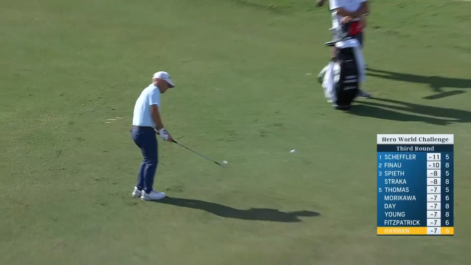 Brian Harman chips in to save par at Hero World Challenge