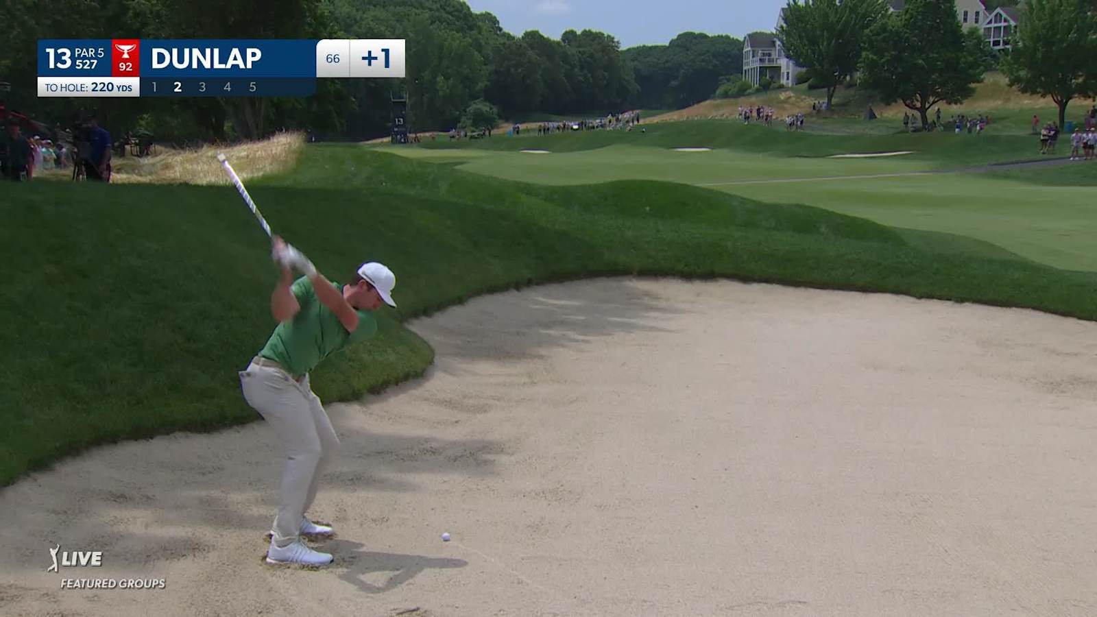 Nick Dunlap reaches in two from the bunker to set up birdie at Travelers