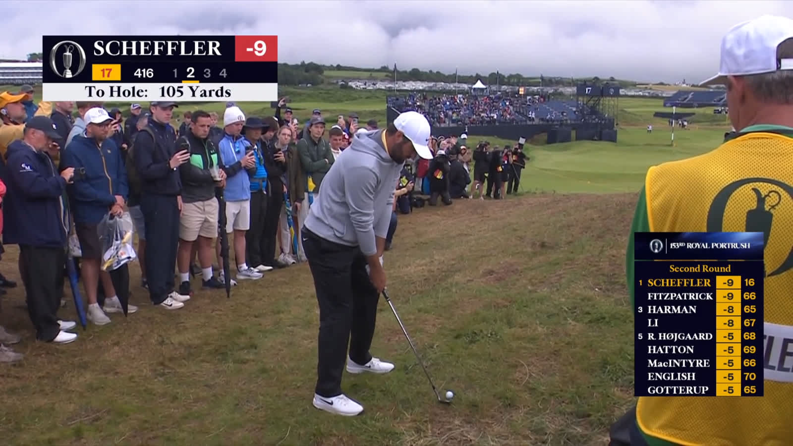 Scottie Scheffler takes lead at The Open with excellent approach from rough