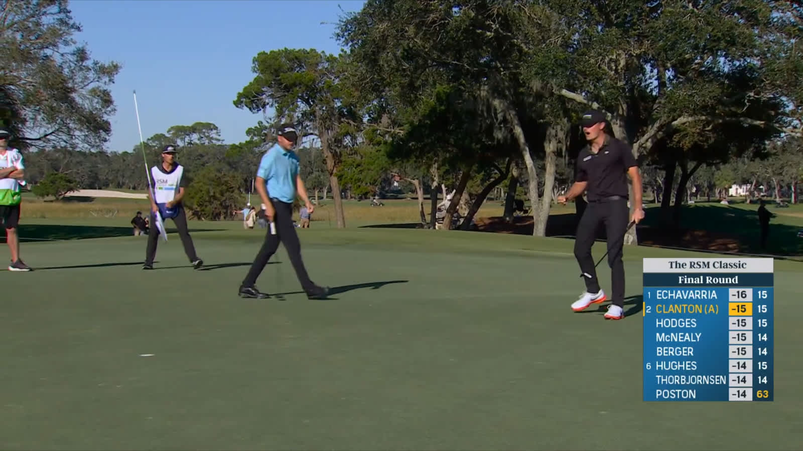 Luke Clanton puts away birdie putt to tie lead at The RSM Classic