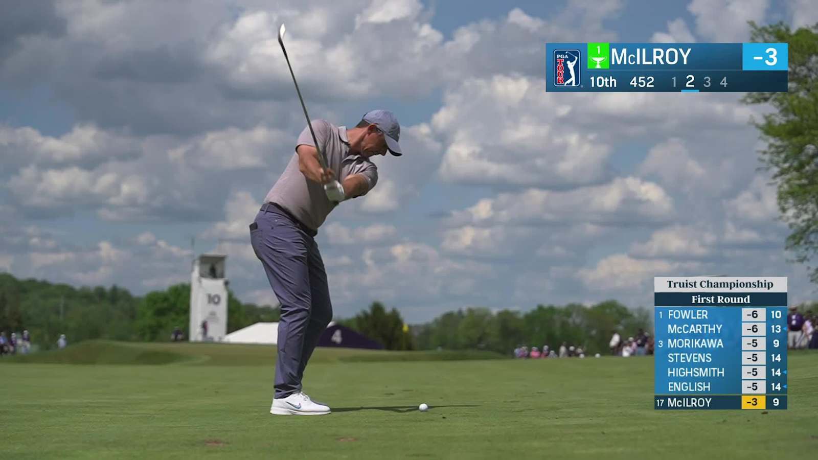 Rory McIlroy drains another lengthy putt for birdie at Truist Championship