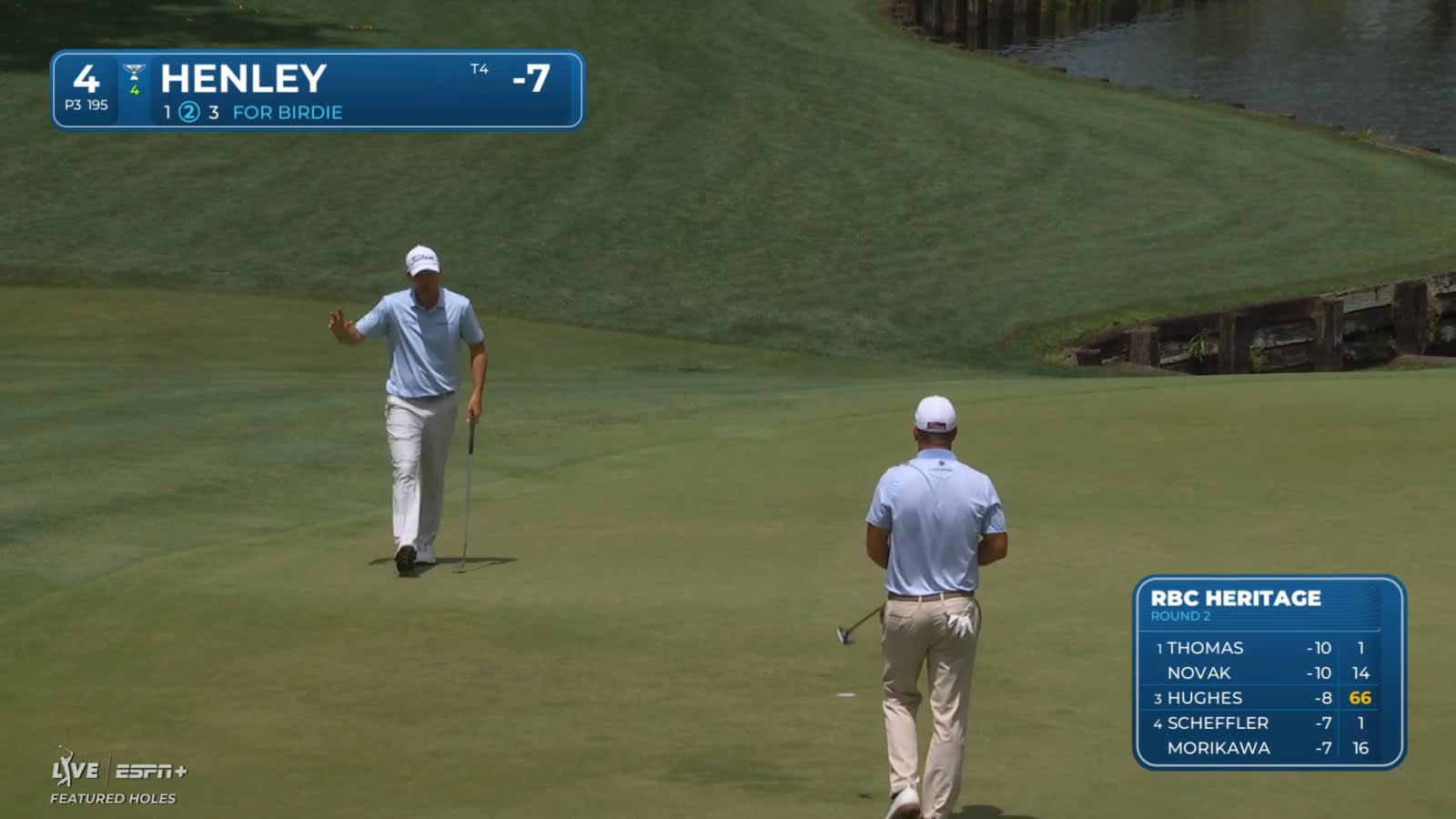 Russell Henley buries 23-foot birdie putt at RBC Heritage