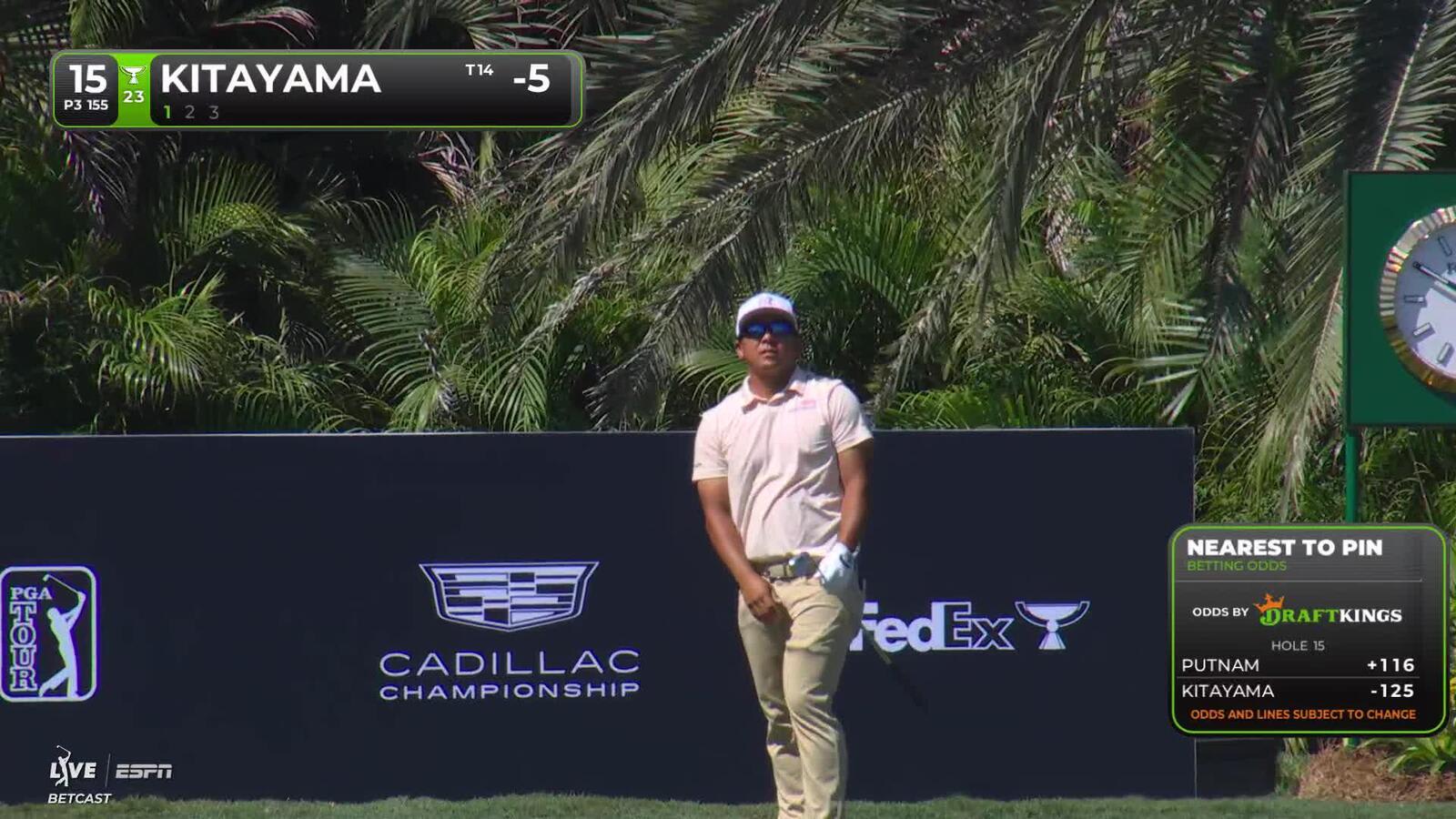 Kurt Kitayama hits tee shot to 8 feet, sets up birdie on No. 15 at Cadillac