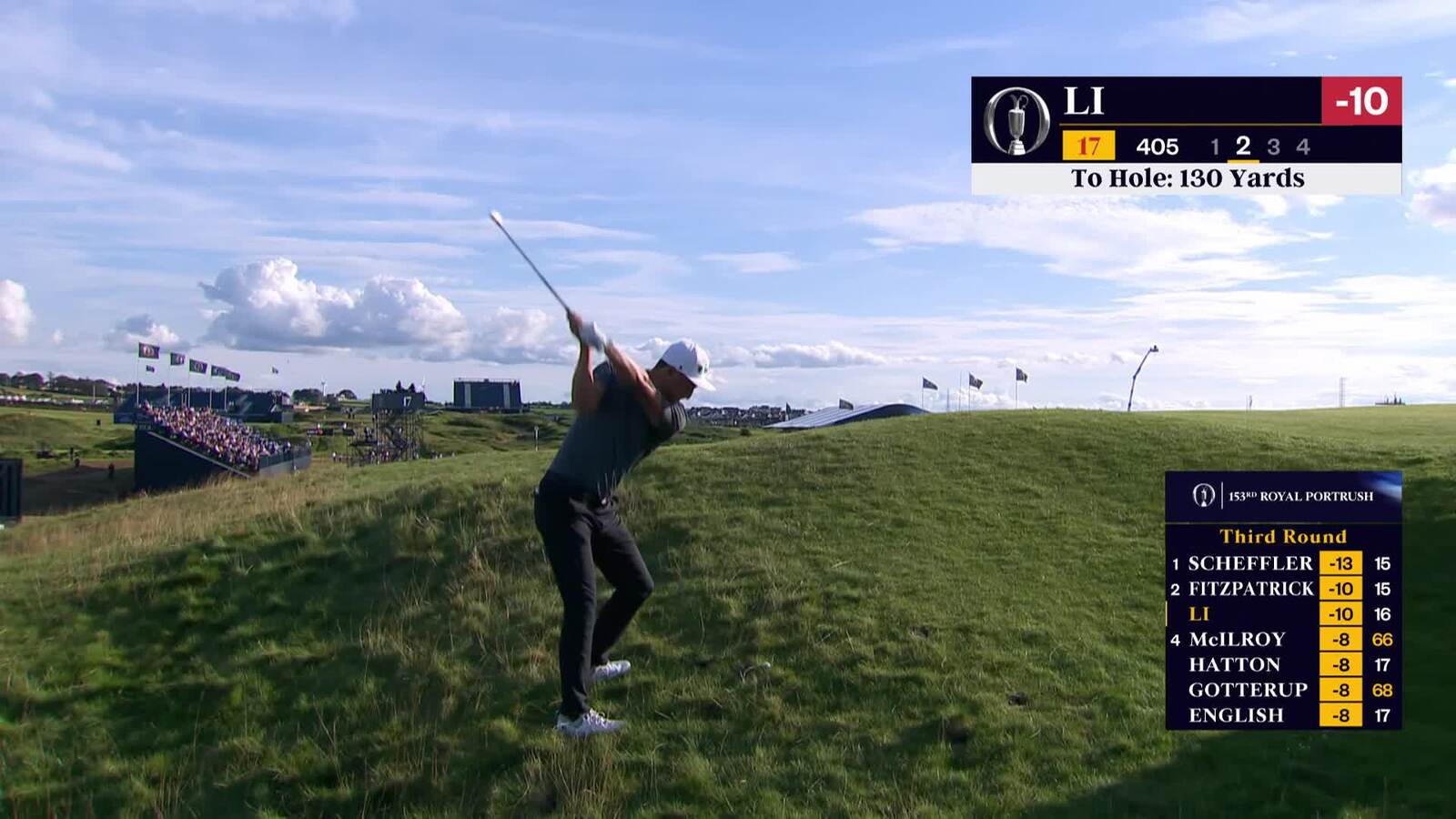 Haotong Li flights approach from rough to set up birdie at The Open