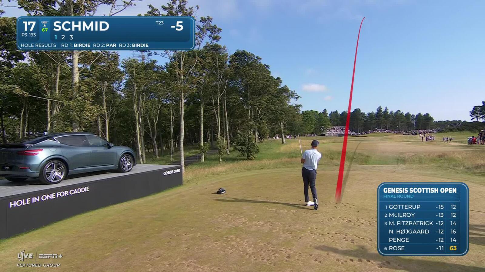 Matti Schmid makes birdie on No. 17 at Genesis Scottish Open