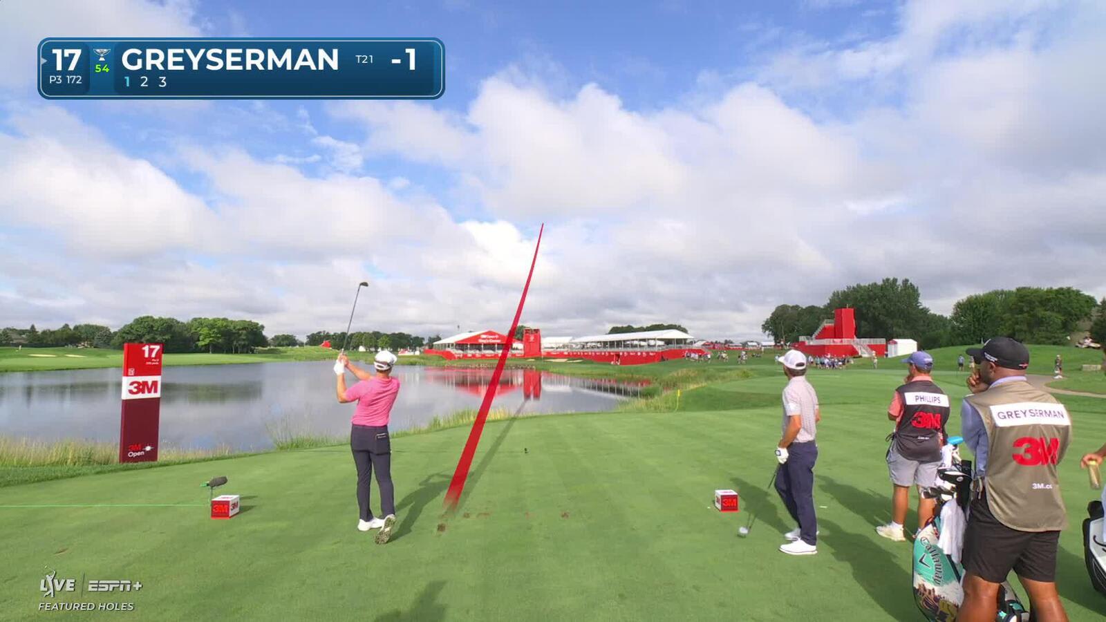 Max Greyserman holes out for birdie from 35-feet on No. 17 at 3M Open