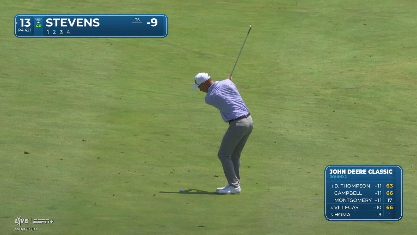 Sam Stevens makes birdie on No. 13 at John Deere