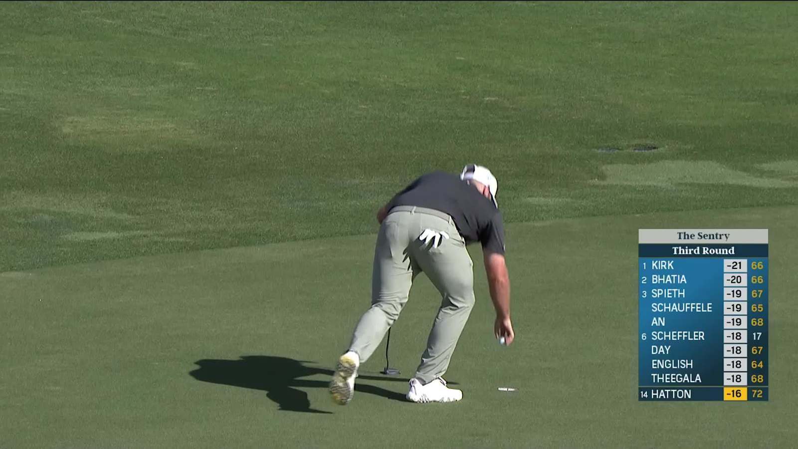 Tyrrell Hatton makes birdie on No. 18 at Sentry