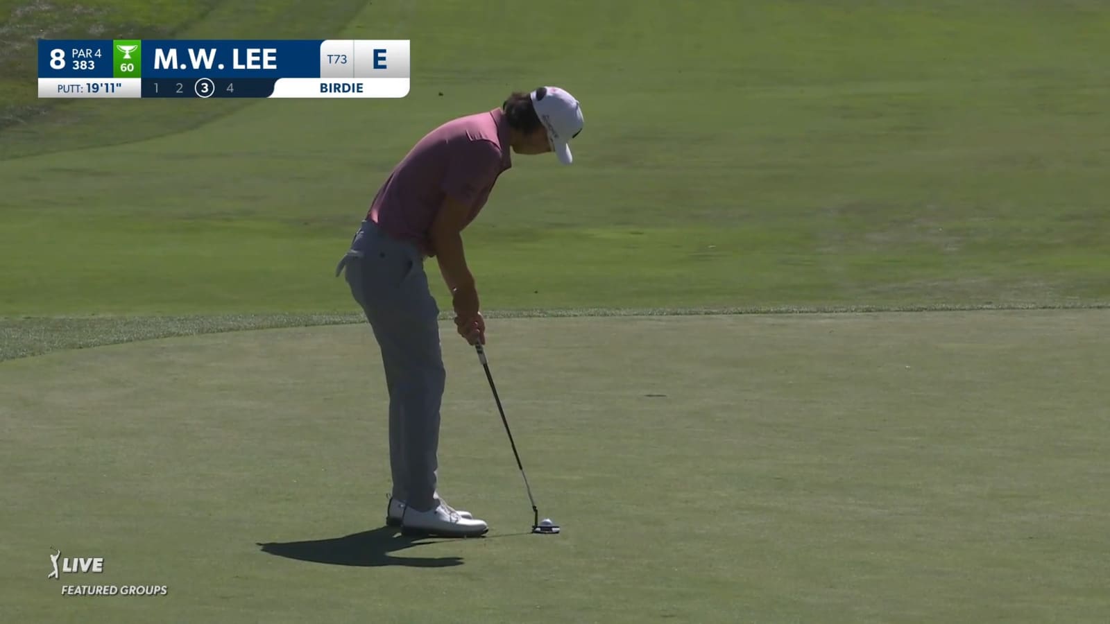 Min Woo Lee puts down birdie putt at Procore