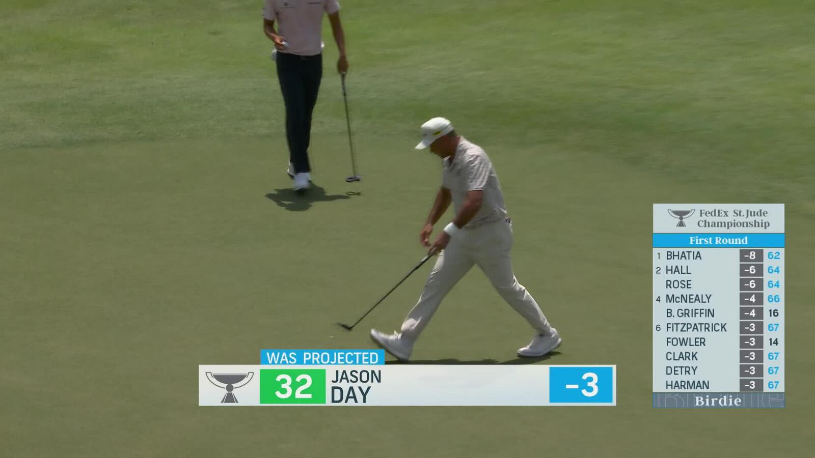 Jason Day drains birdie putt from fringe at FedEx St. Jude