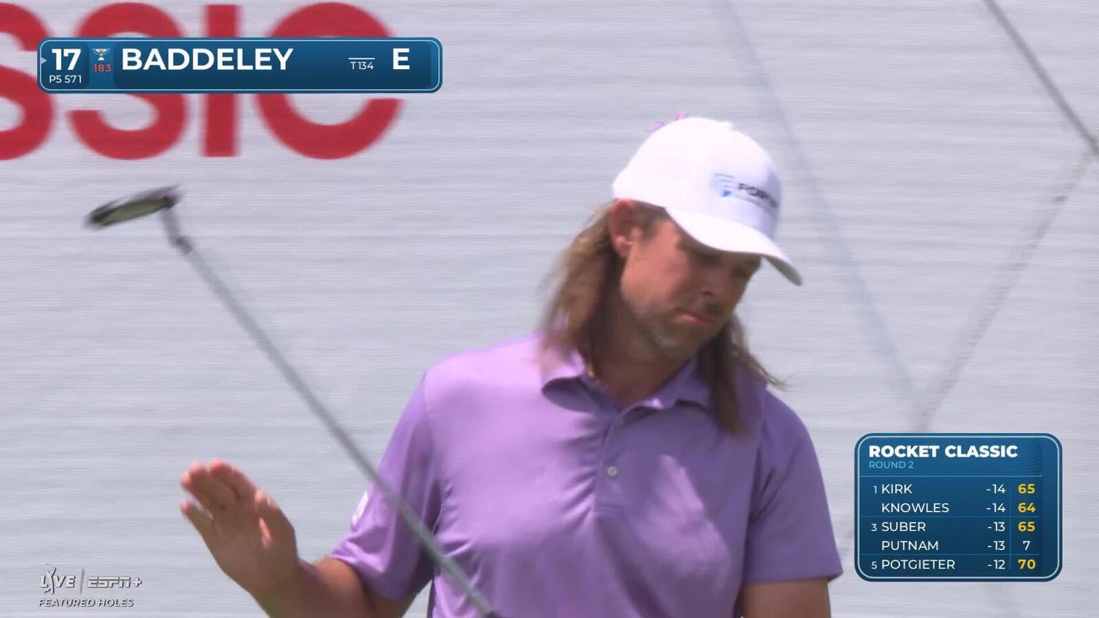 Aaron Baddeley makes birdie on No. 17 at Rocket Classic