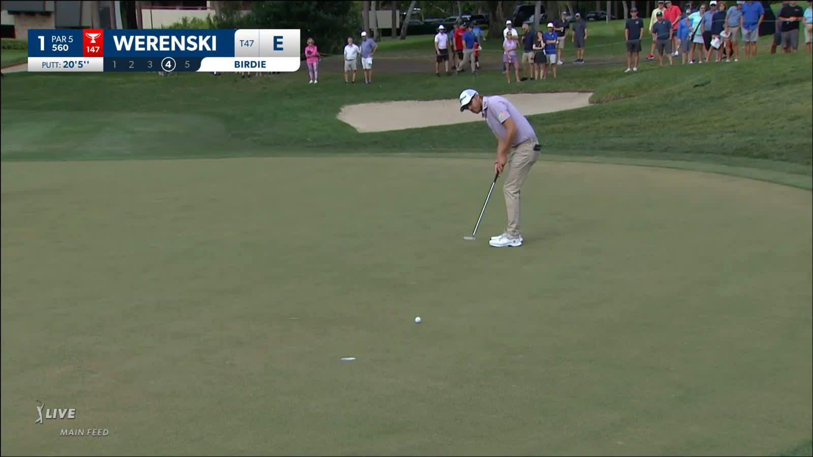 Richy Werenski sinks a 20-foot birdie putt at Valspar