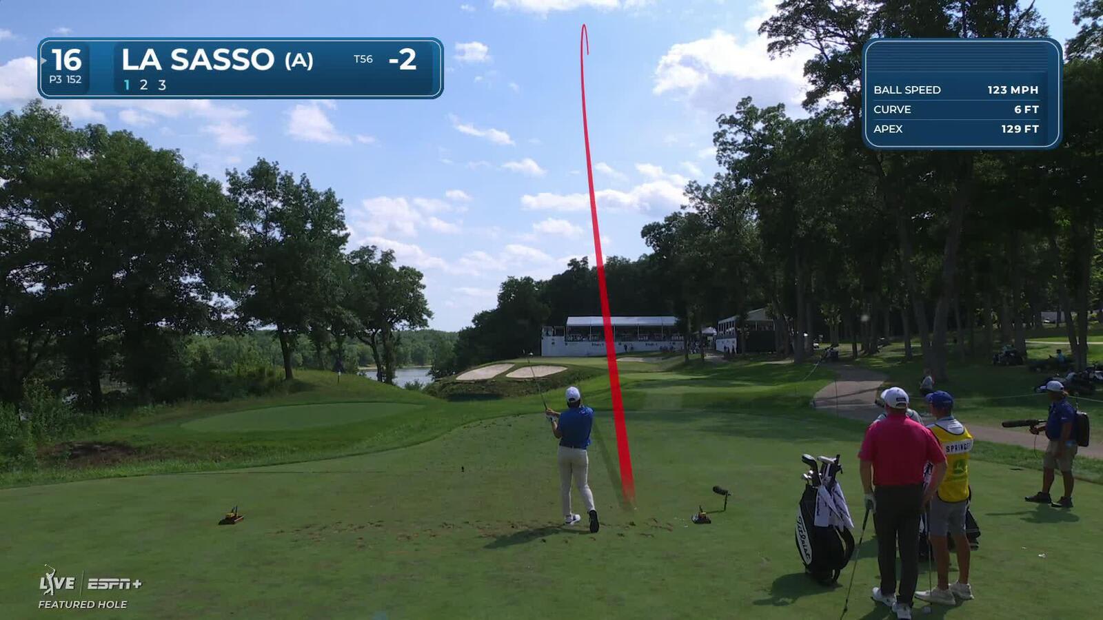 Michael La Sasso sinks a 52-foot birdie putt on No. 16 at John Deere