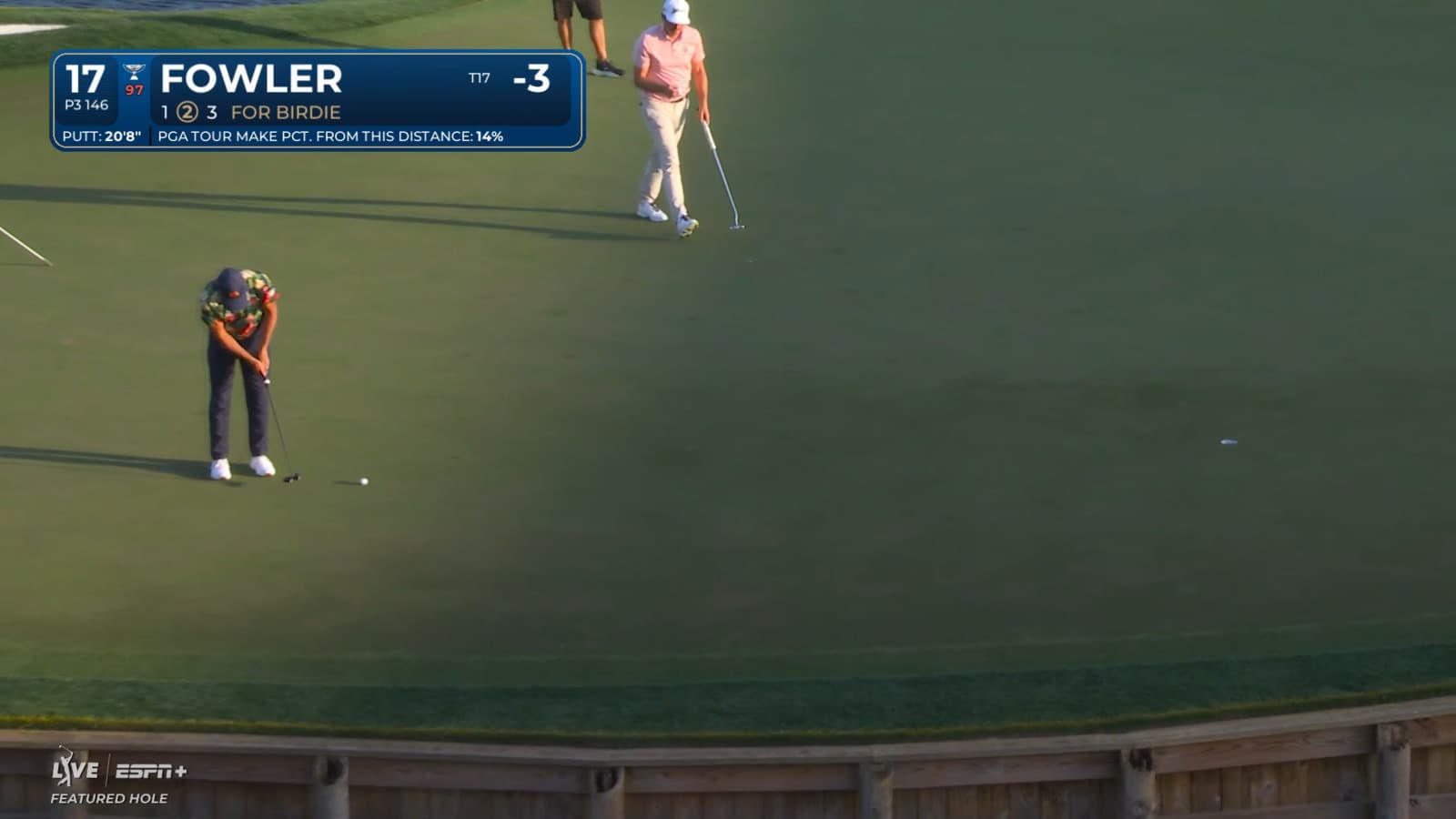 Rickie Fowler sinks 20-foot birdie putt at THE PLAYERS