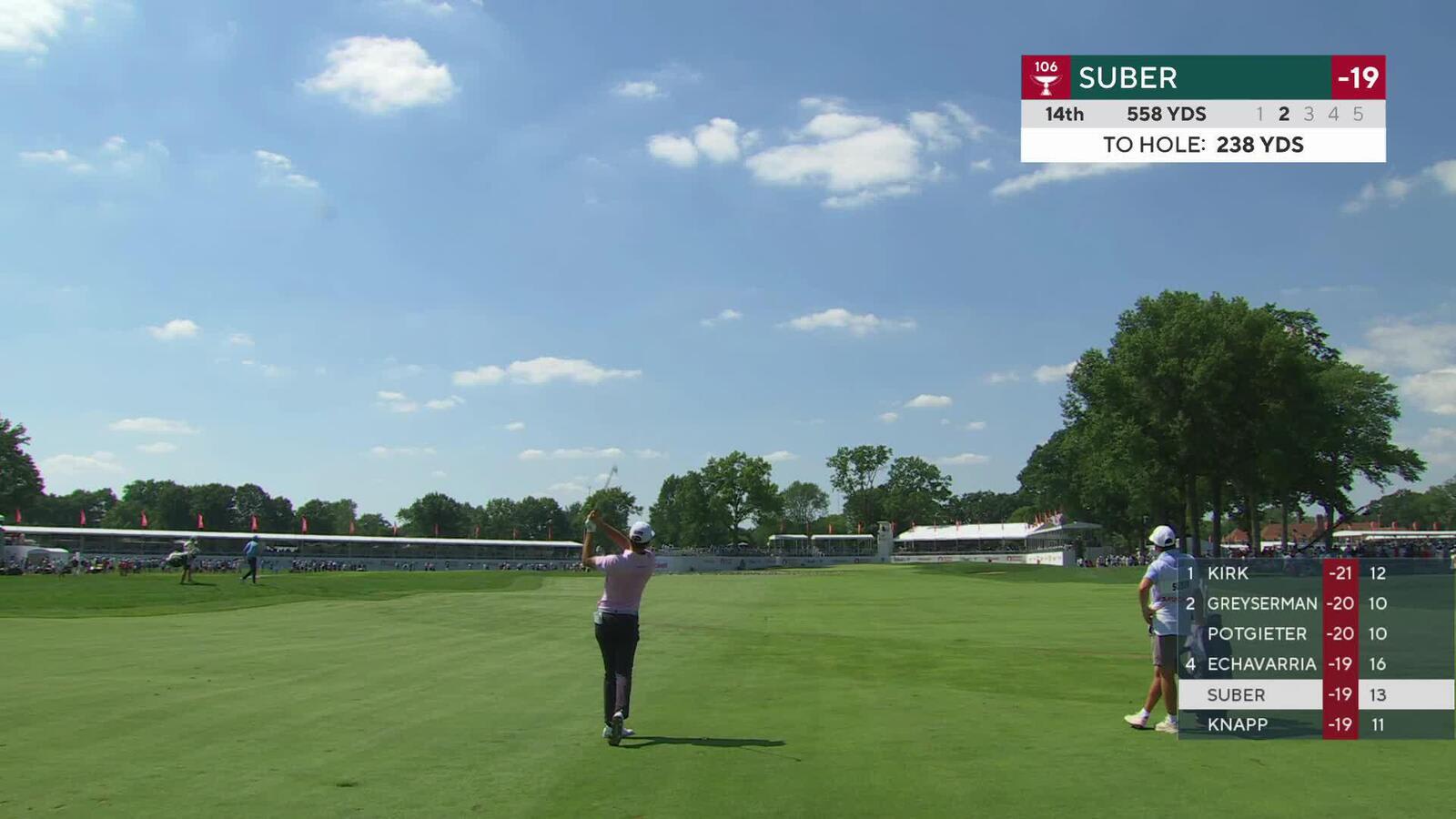 Jackson Suber holes putt from off the green at Rocket Classic