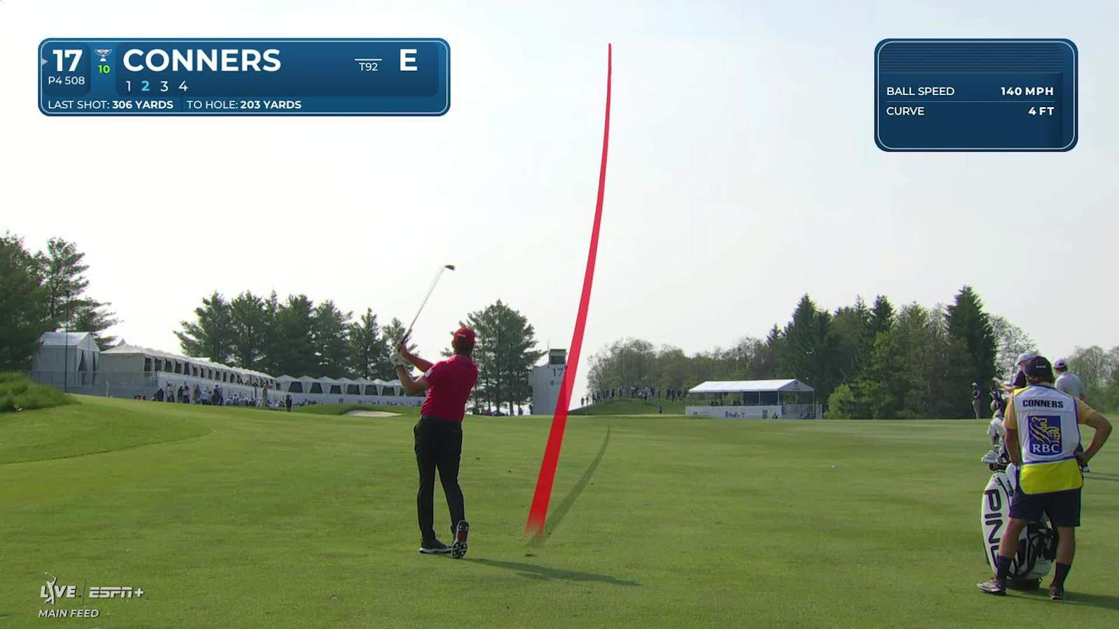 Corey Conners sinks a 21-foot birdie putt on No. 17 at RBC Canadian