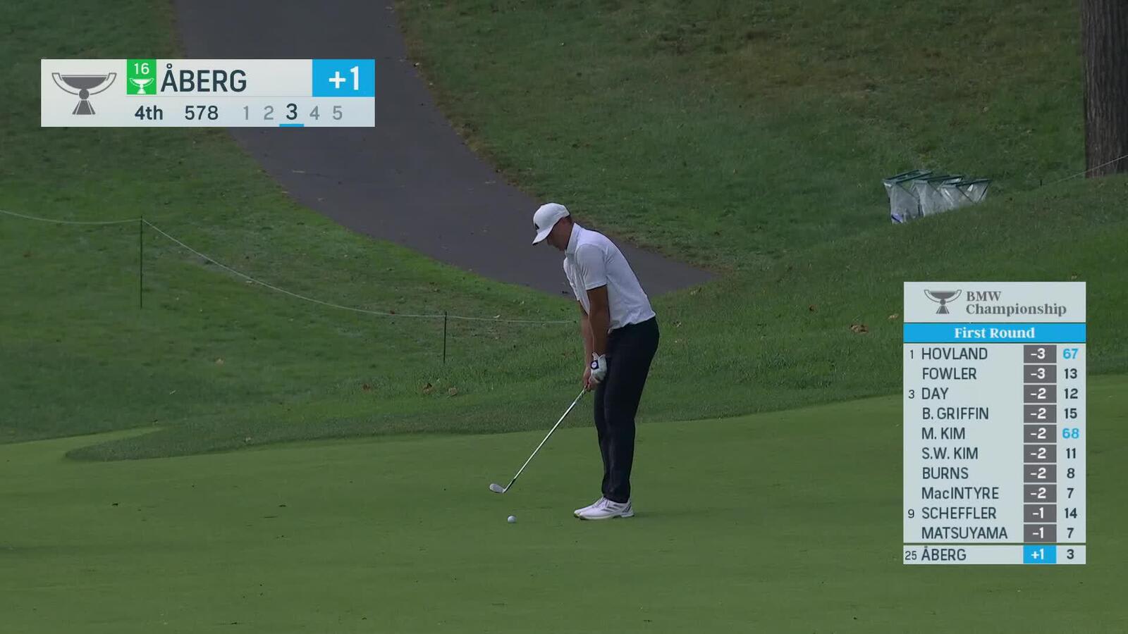Ludvig Åberg makes birdie on No. 4 at BMW Championship