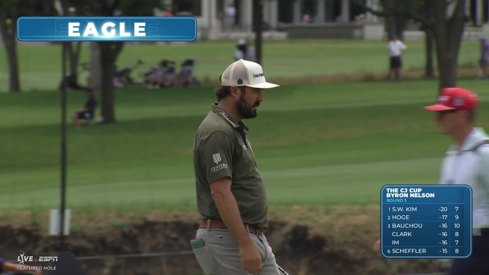 Mark Hubbard holes 18-foot approach for eagle on No. 14 at THE CJ CUP