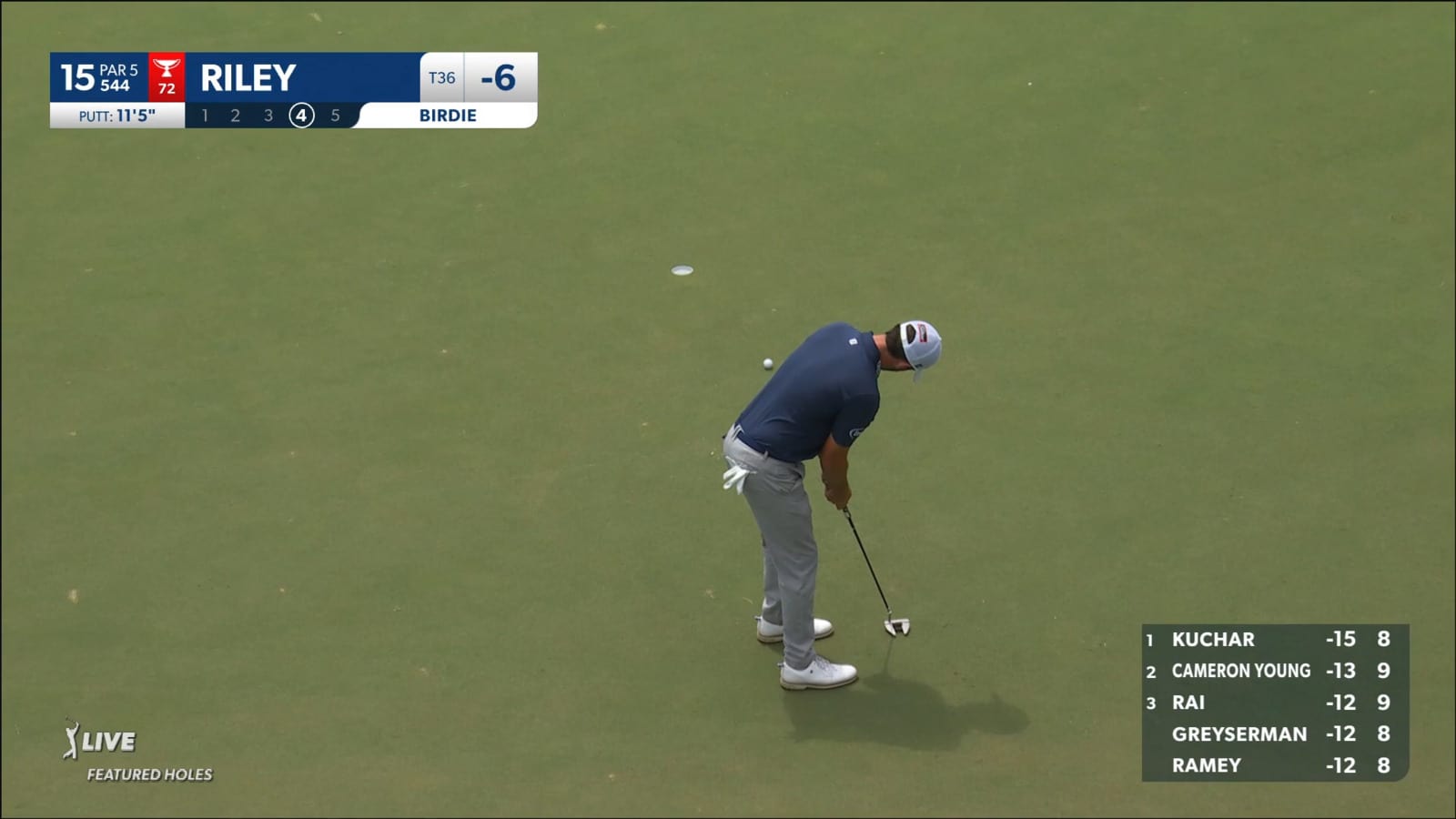 Davis Riley curls in birdie putt at Wyndham