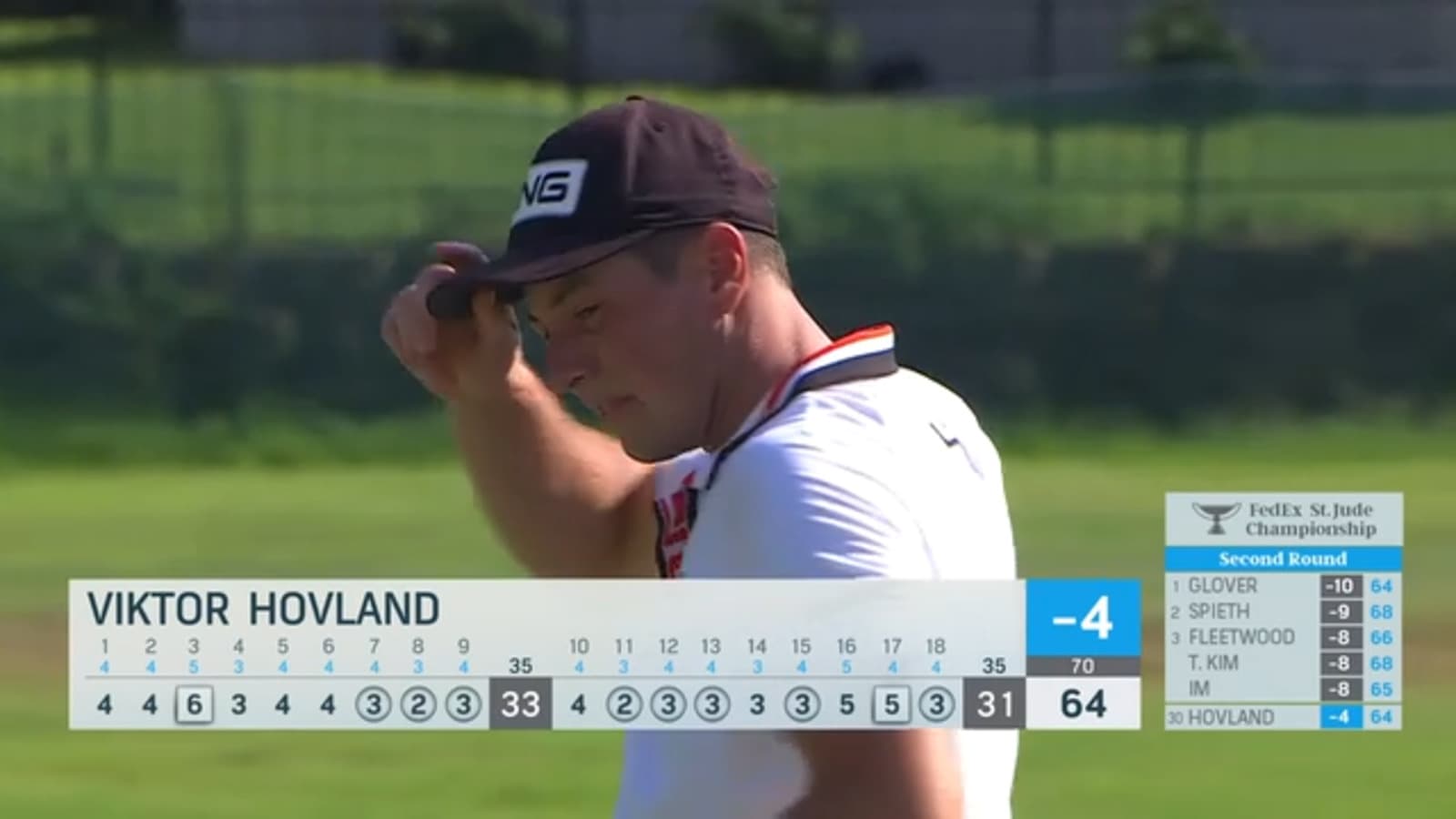 Viktor Hovland finishes day with birdie on No. 18 at FedEx St. Jude