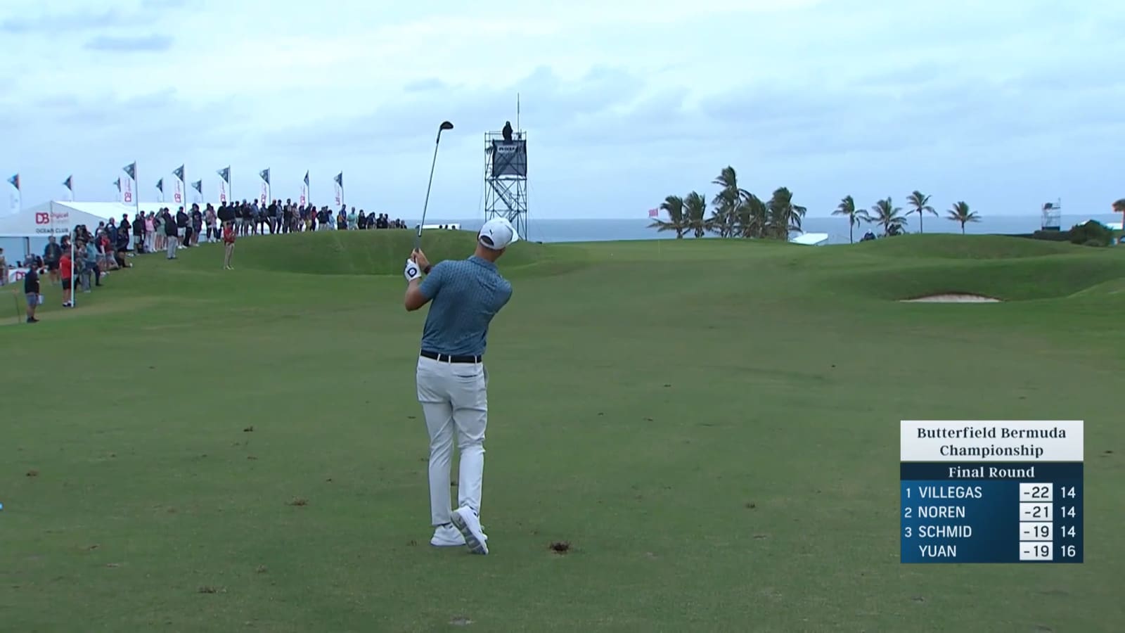 Matti Schmid throws a dart to set up birdie at Butterfield Bermuda