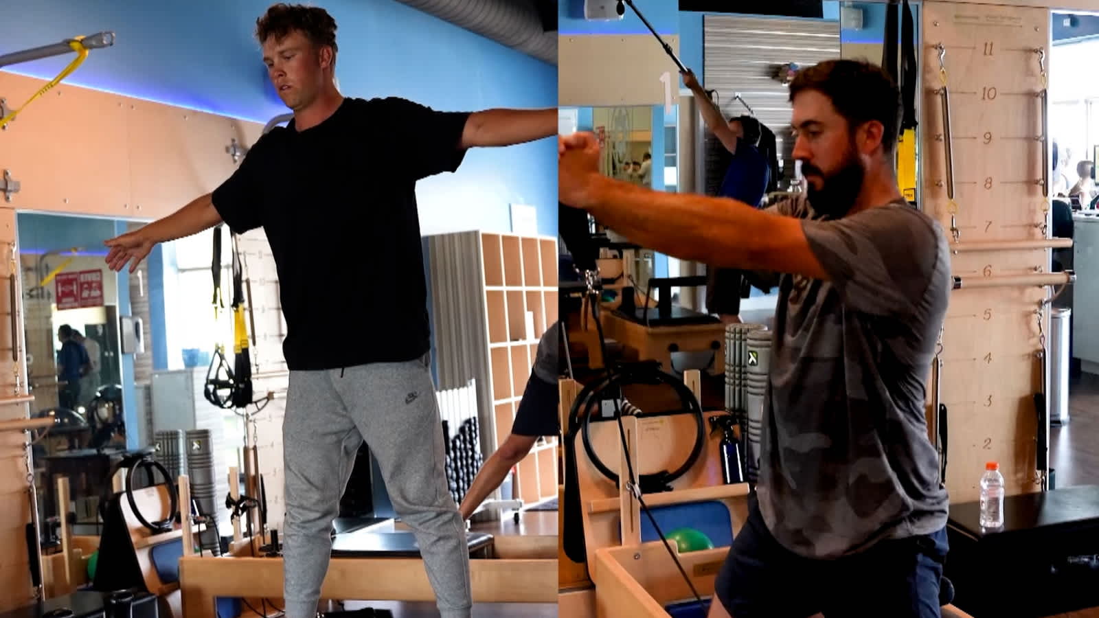 Nick Hardy and Mark Hubbard train with Pilates