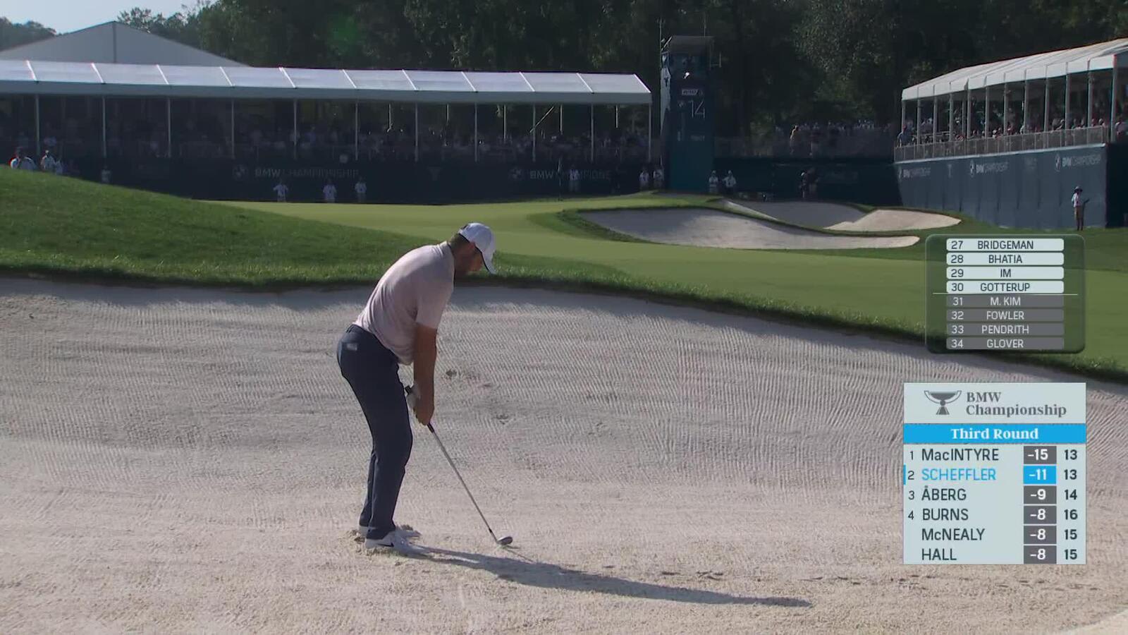 Scottie Scheffler sinks fourth birdie of the day at BMW Championship