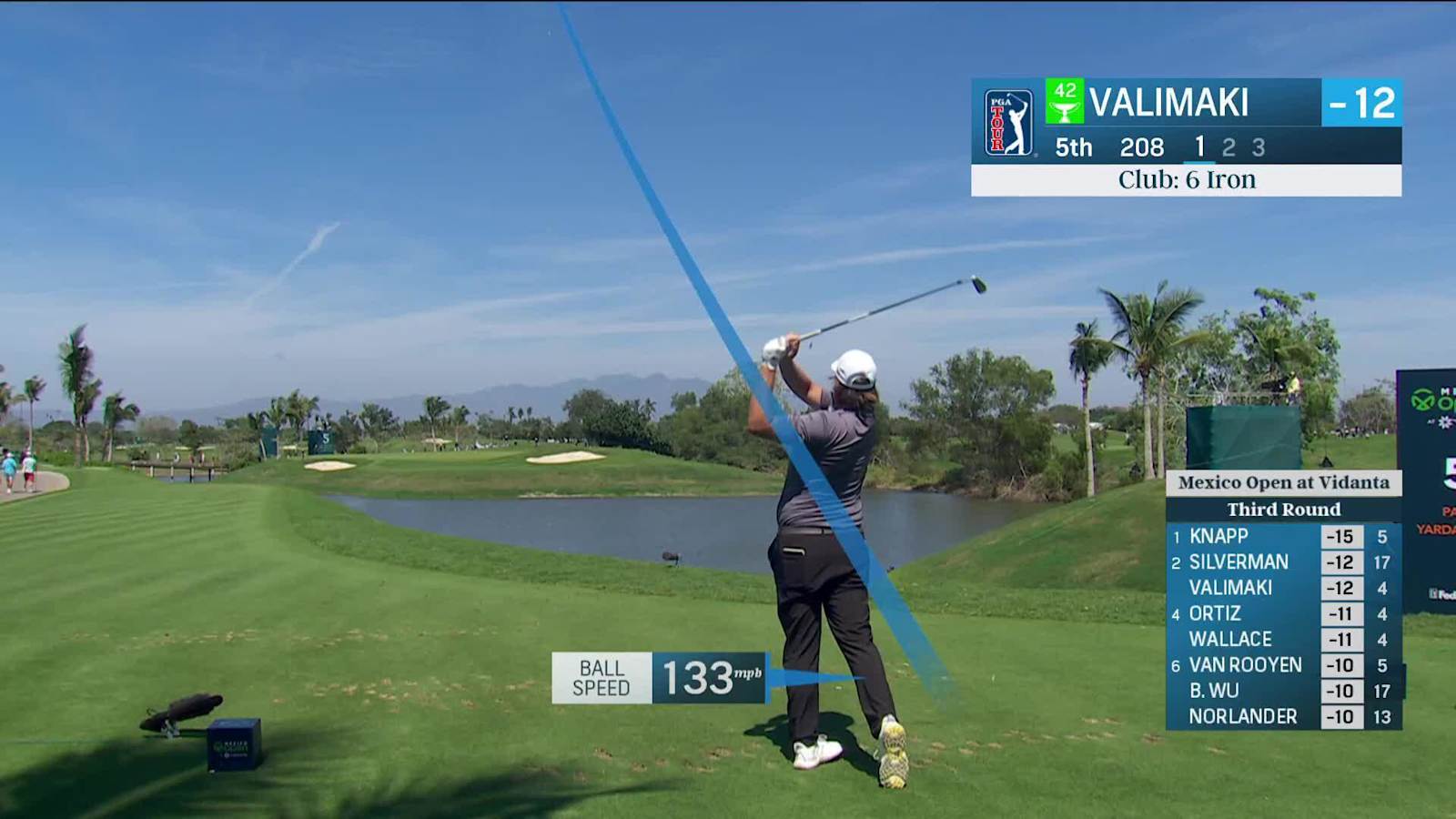 Sami Valimaki hits tight tee shot and birdies at Mexico Open