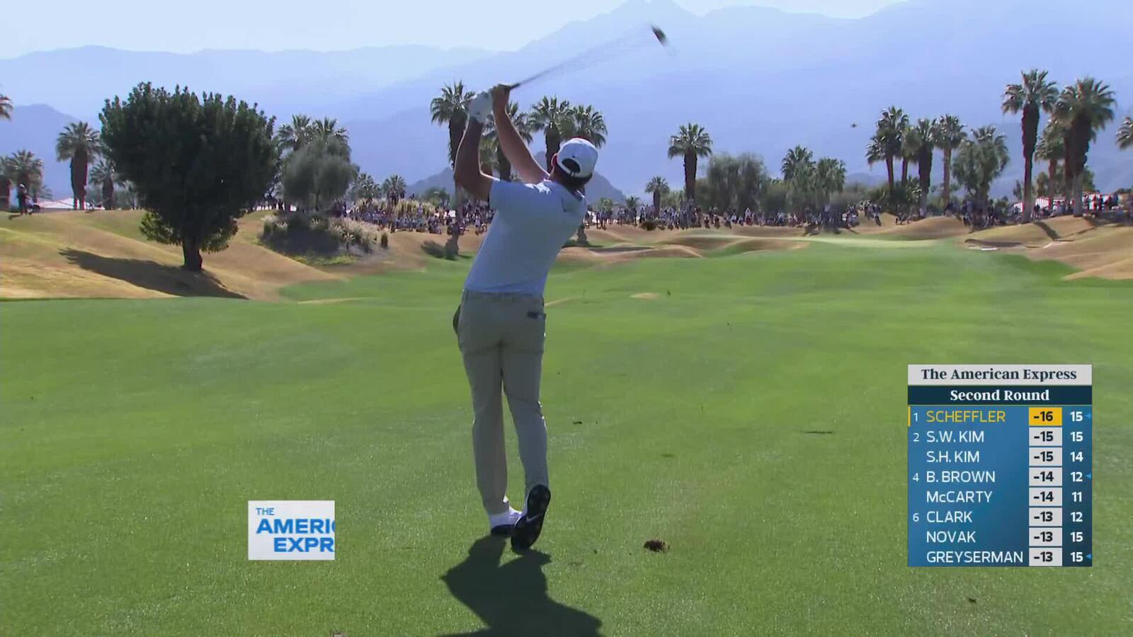 Scottie Scheffler makes birdie on No. 7 at The American Express