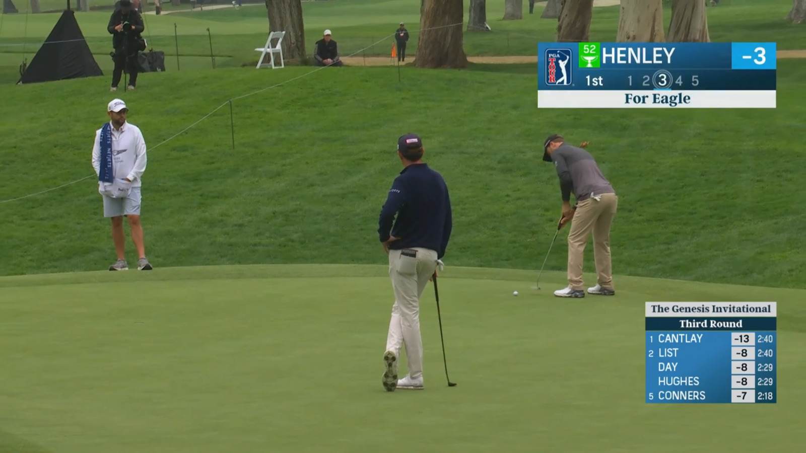 Russell Henley drops in 15-foot eagle putt at Genesis