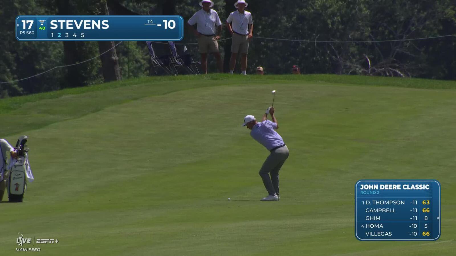 Sam Stevens makes birdie on No. 17 at John Deere