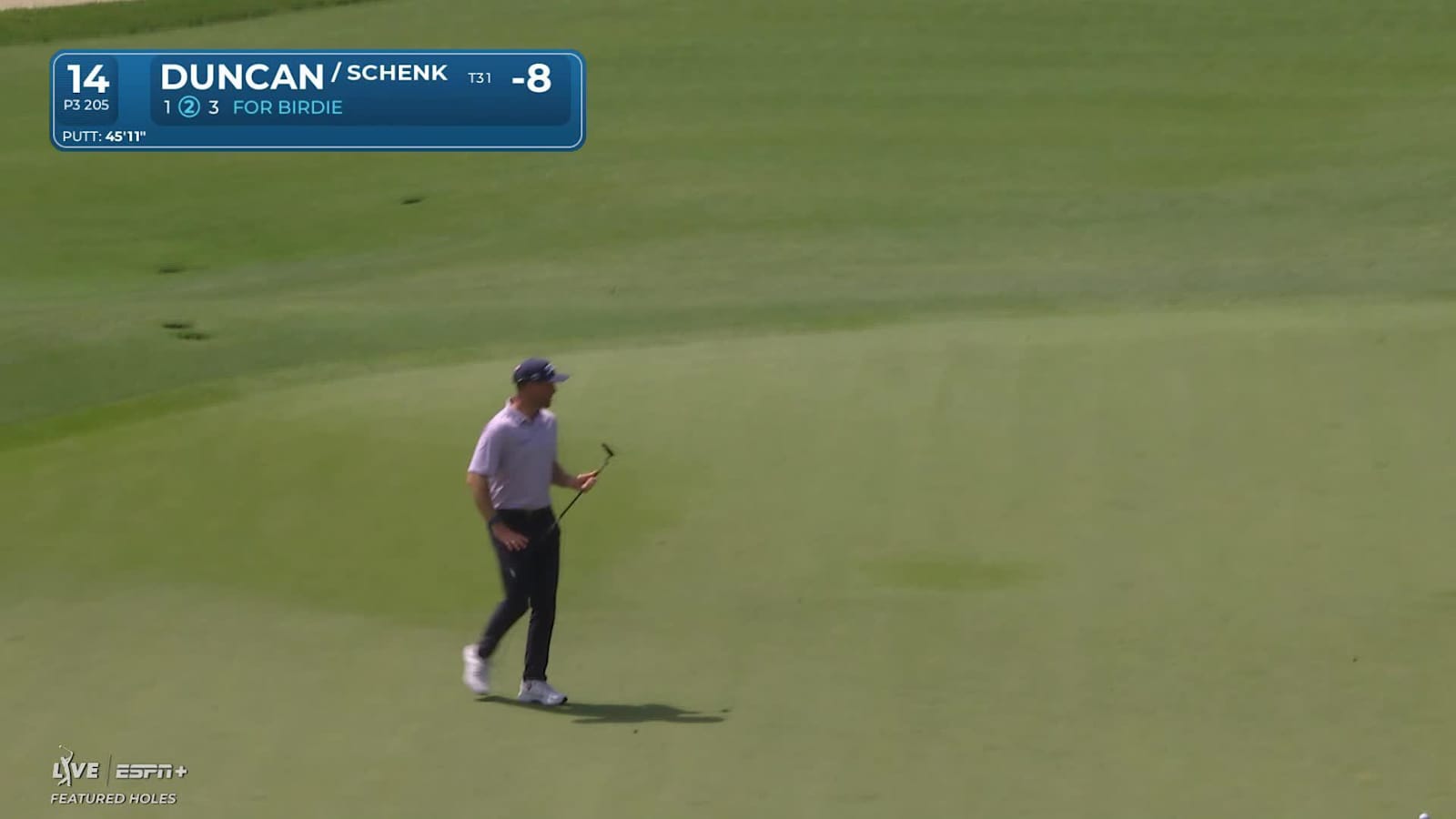Team Adam Schenk/Tyler Duncan sinks a 45-foot birdie putt on No. 14 at Zurich Classic